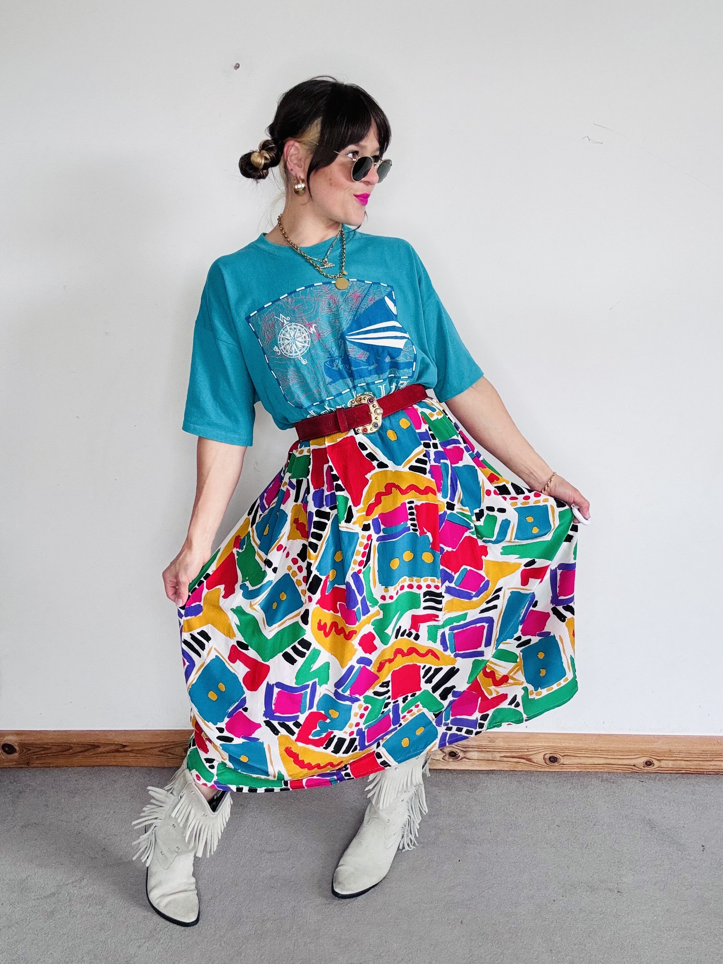 Crazy colourful abstract Italian skirt