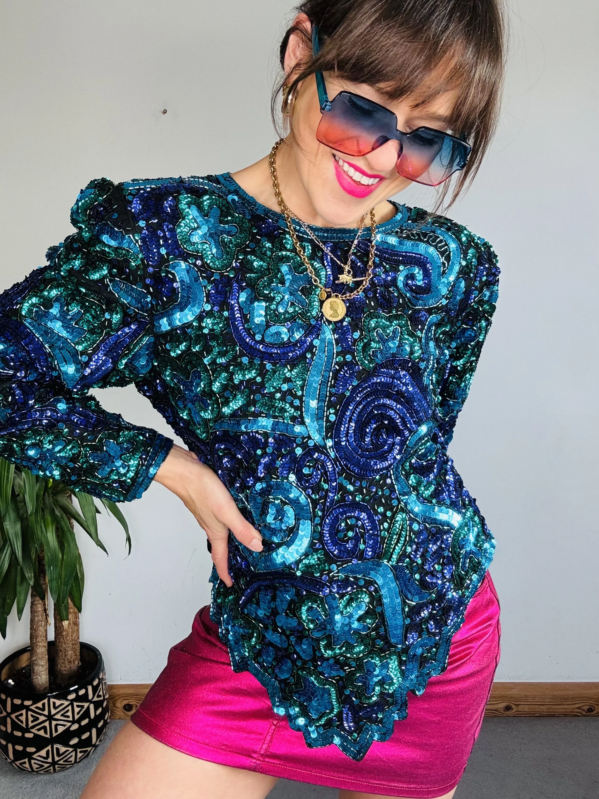Incredible Lawrence Kazar sequin blouse