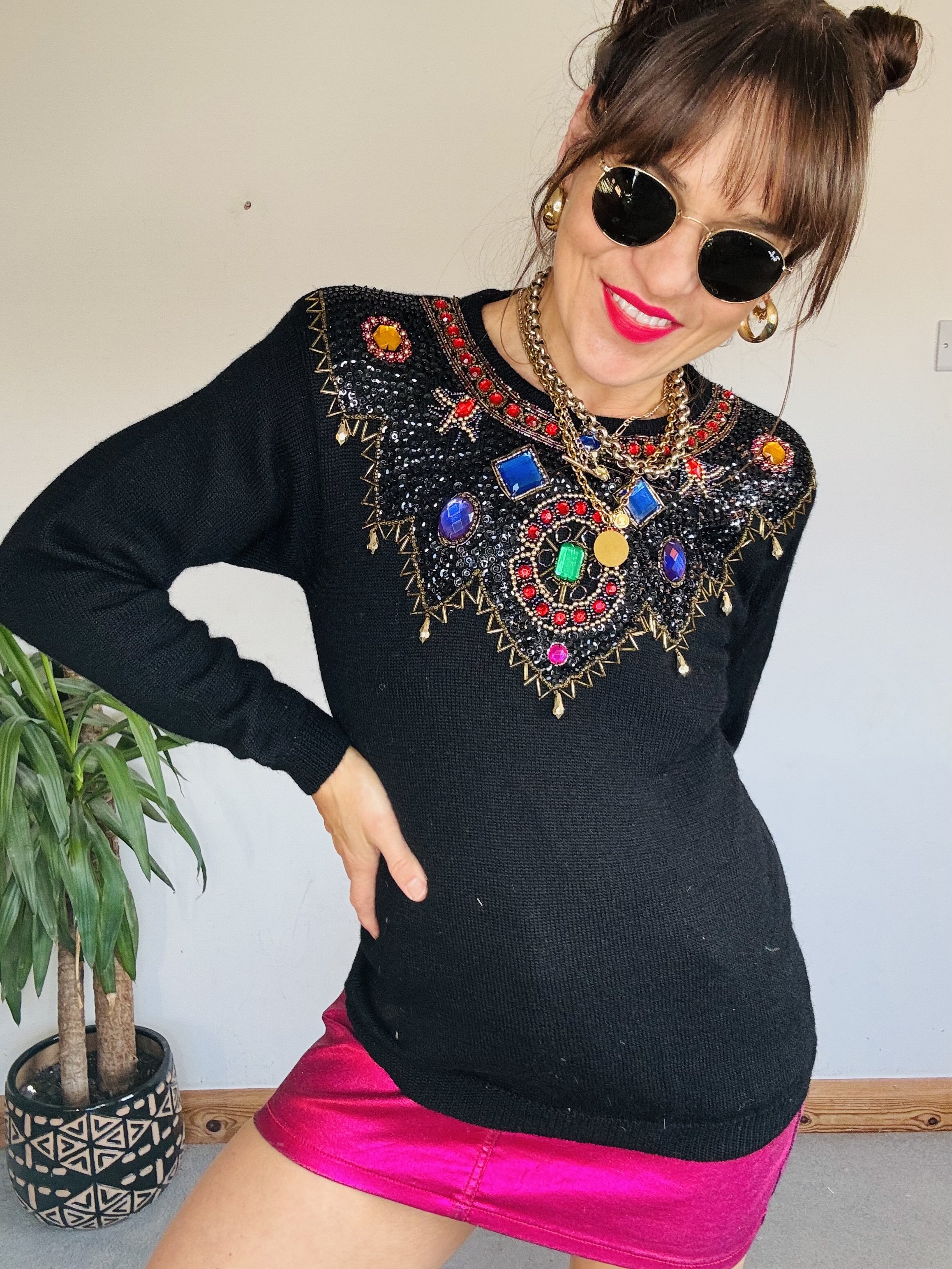80’s sequin and gemstone knit