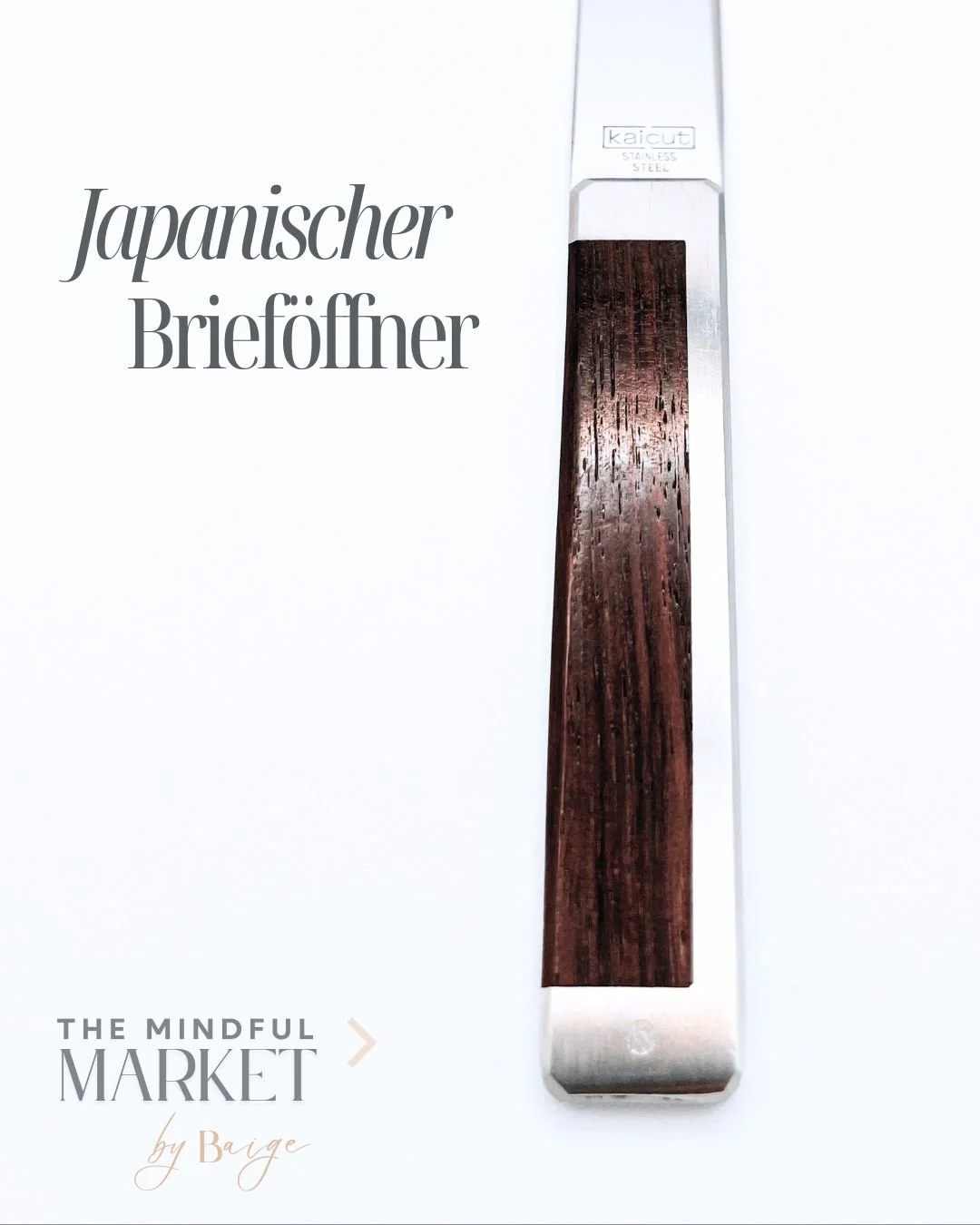 ✨ Brieföffner aus Edelstahl mit Holzeinsätzen – Japanisches Design.
Präzision trifft auf Ästhetik: Der Kai Cut Brieföffner kombiniert scharfen Edelstahl mit warmen Holzelementen.
Gefertigt in Seki, Japan, steht er f&u