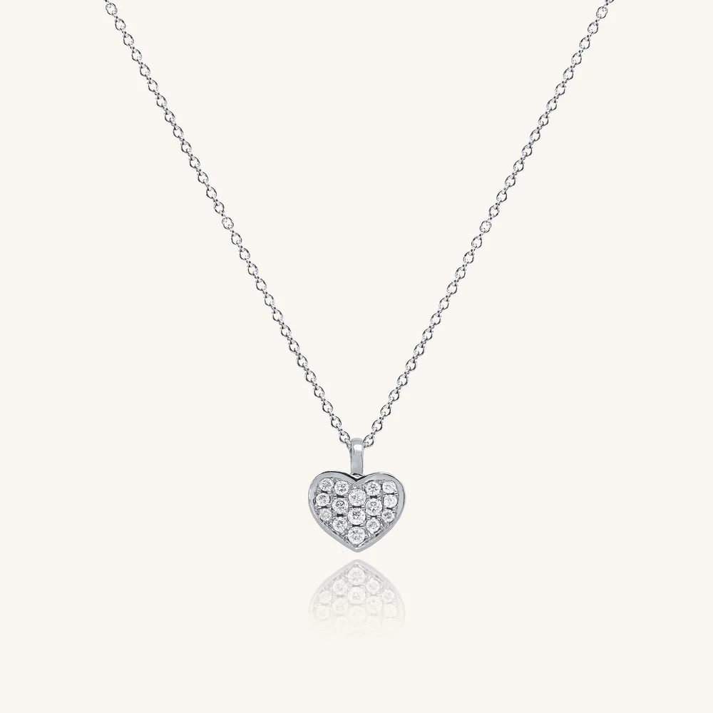 14K White Gold Diamond Heart Pendant Necklace — Zoland