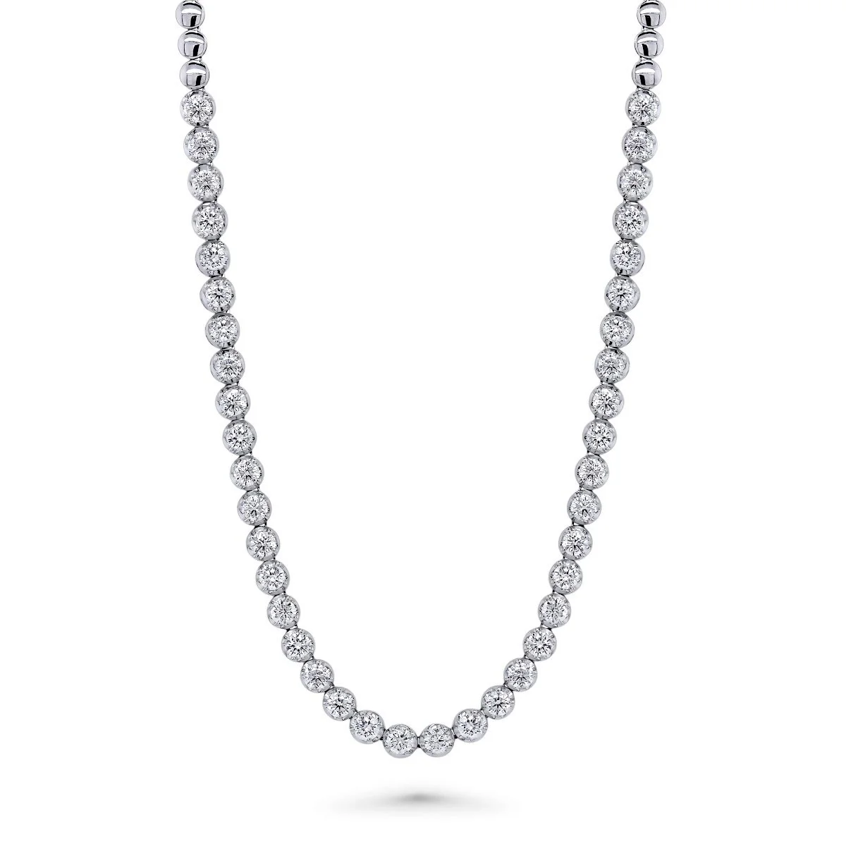 18K White Gold Buttercup Diamond Tennis Necklace