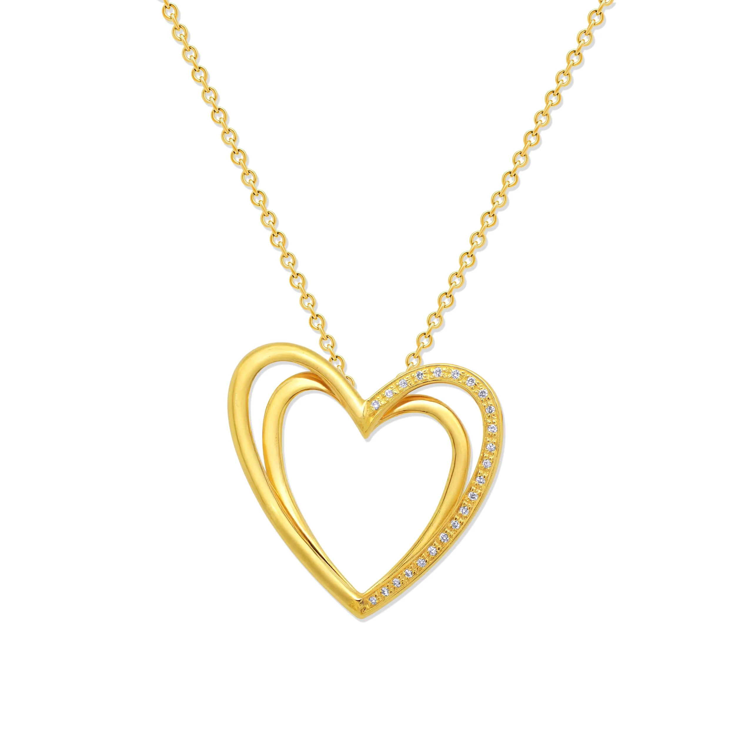 18K Yellow Gold Vintage Diamond Heart Pendant Necklace – Zoland Vintage