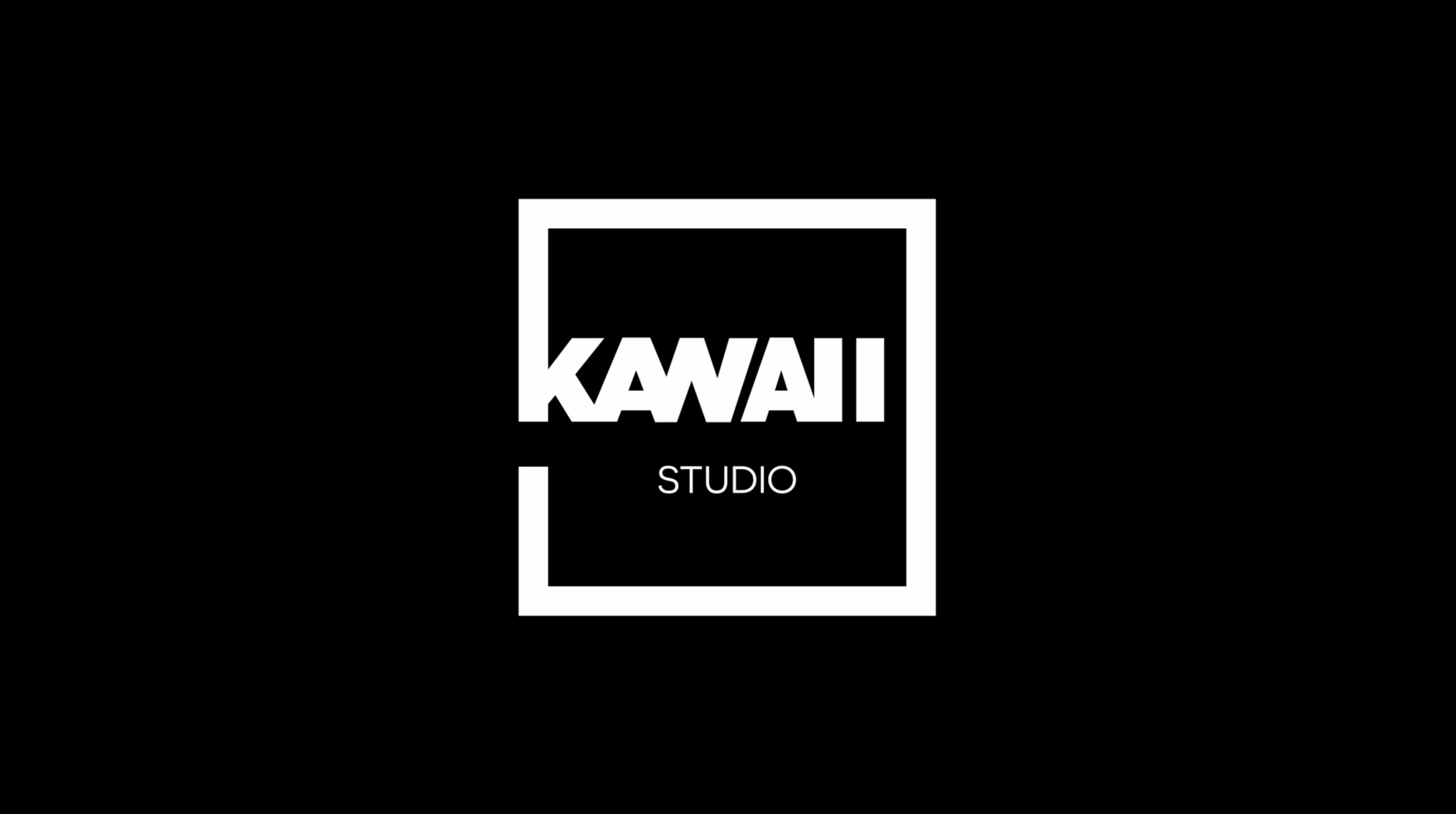 Logo blanc de Kawaii Studio sur fond noir.