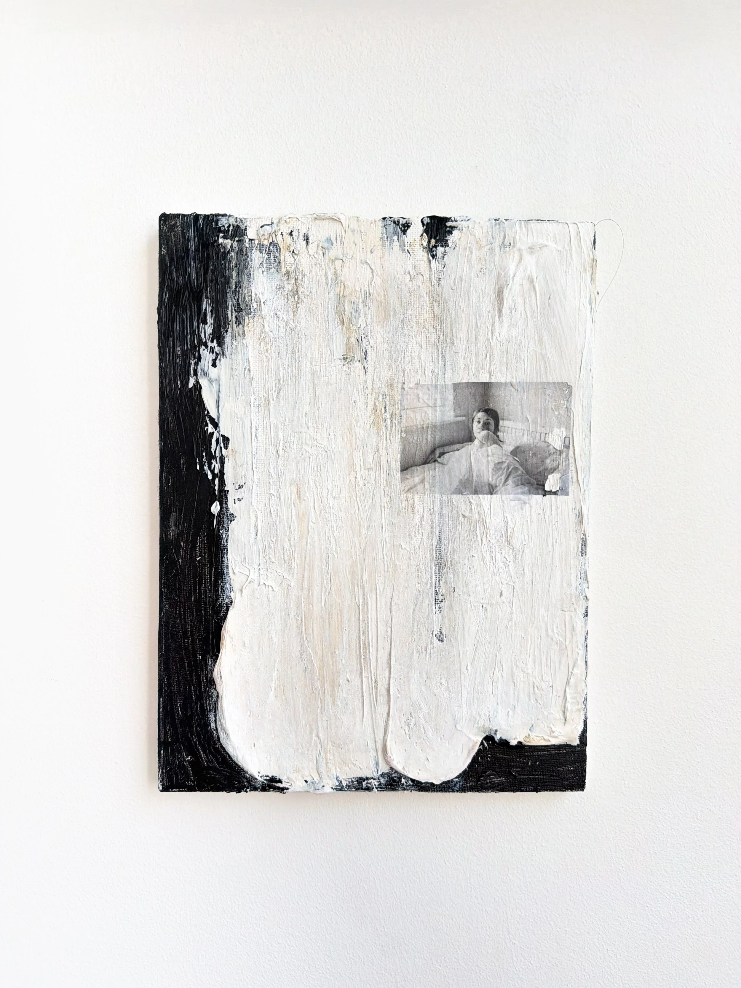 'So I Fill My Days With Thinking', 2026

(Acrylic, texture paste, gloss gel, hair, canvas)