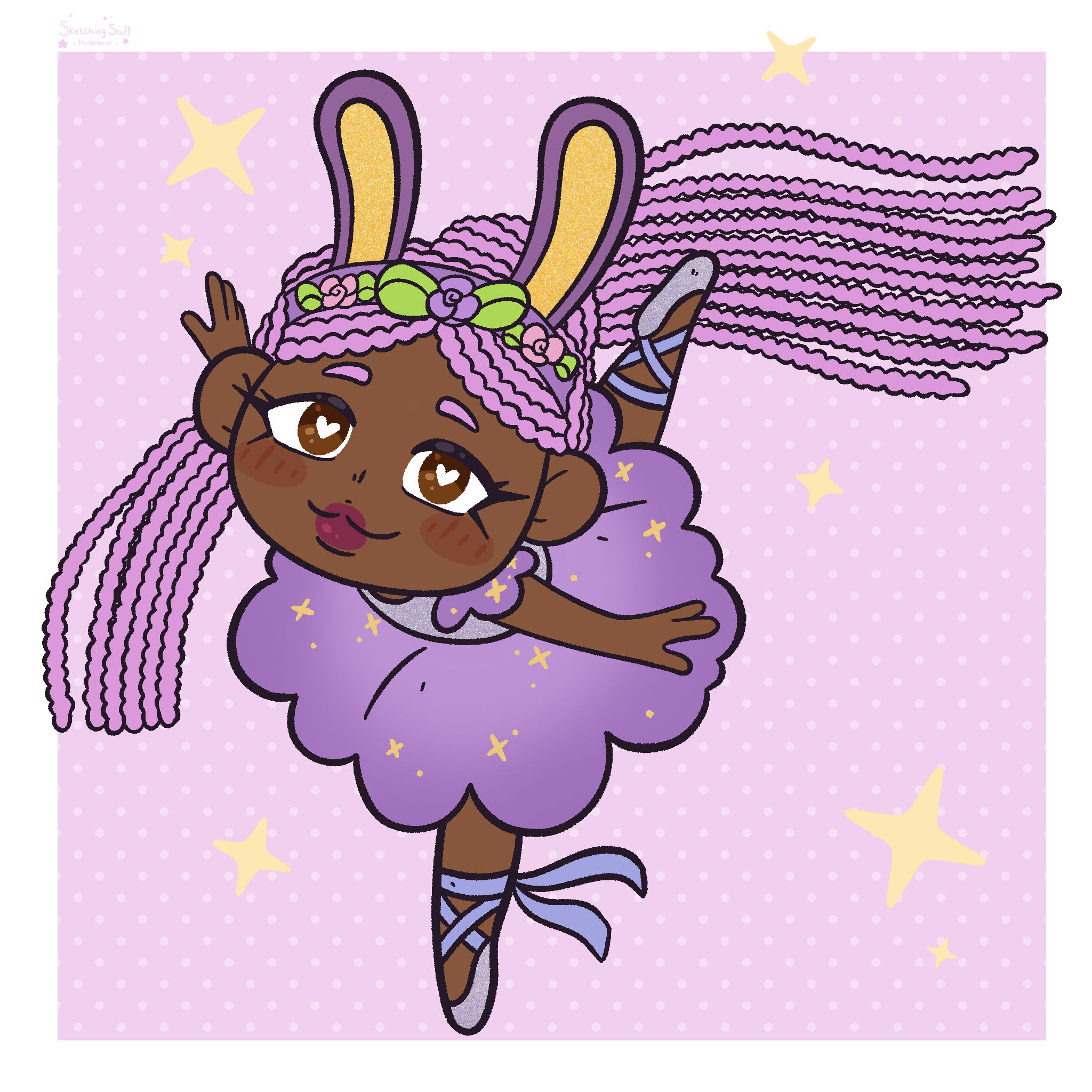 An illustration of a character designed based off a plush toy I saw.