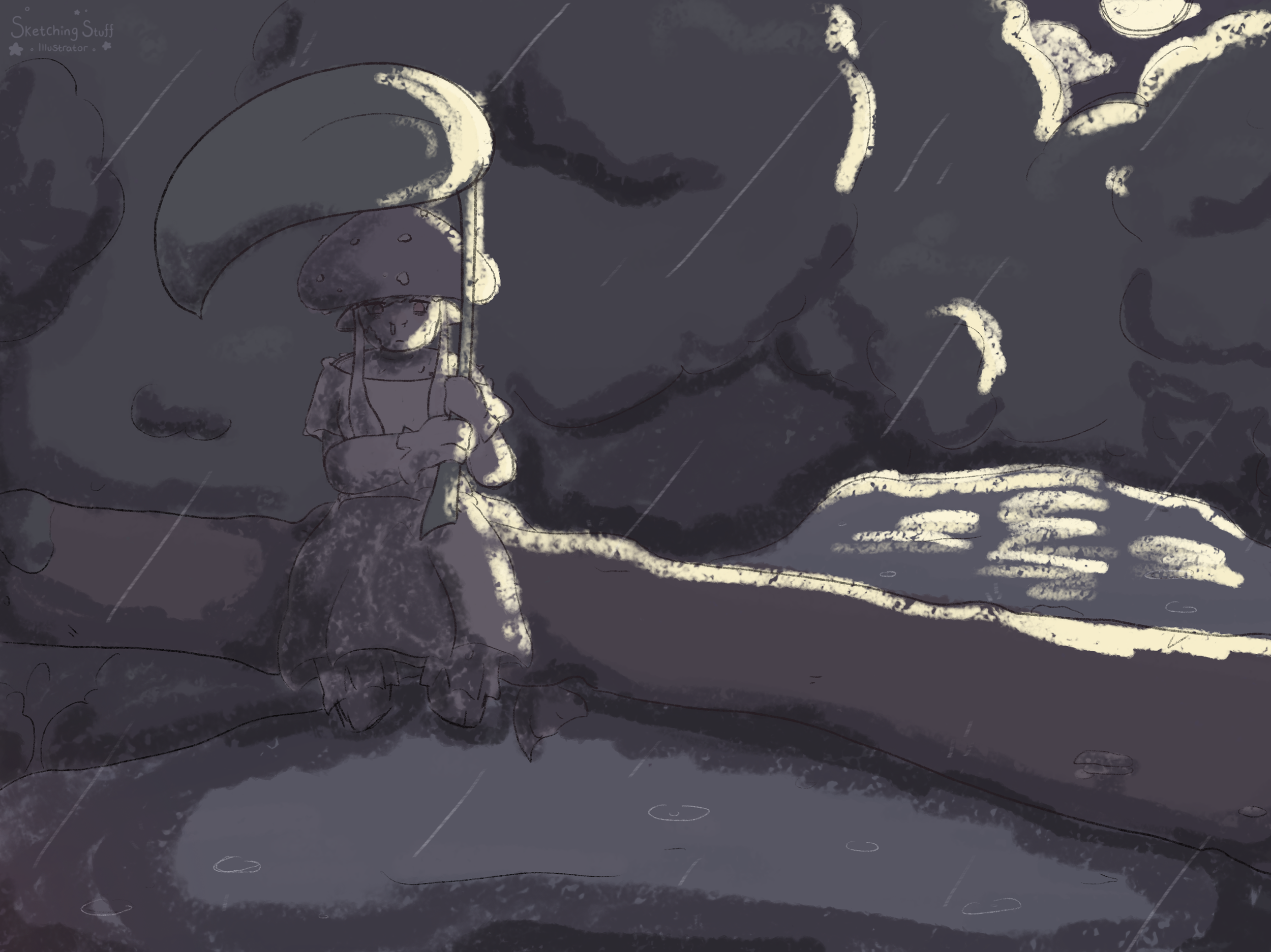 A concept illustration of one of my characters, I practised using a sketchier style for this one.