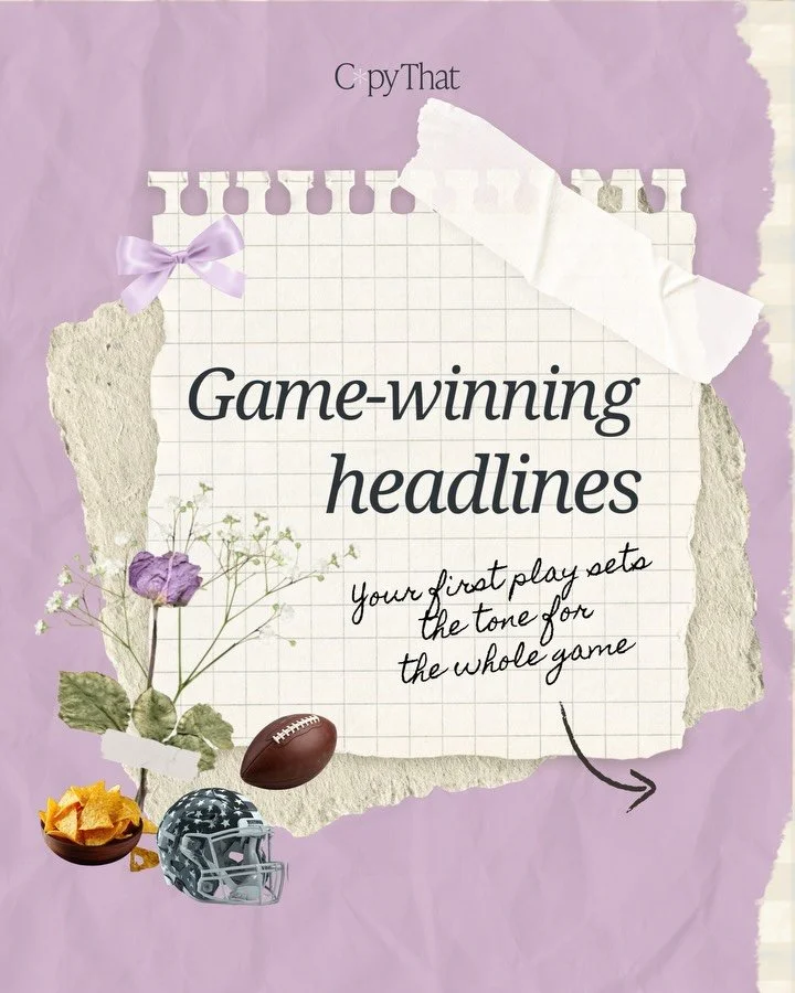 Happy *almost* Super Bowl Sunday! Your headline is your opening play; let&rsquo;s make it count 📣

Just like a Super Bowl team needs a killer first drive, your copy needs a headline that SCORES.

Swipe for 5 plays that&rsquo;ll get your audience off