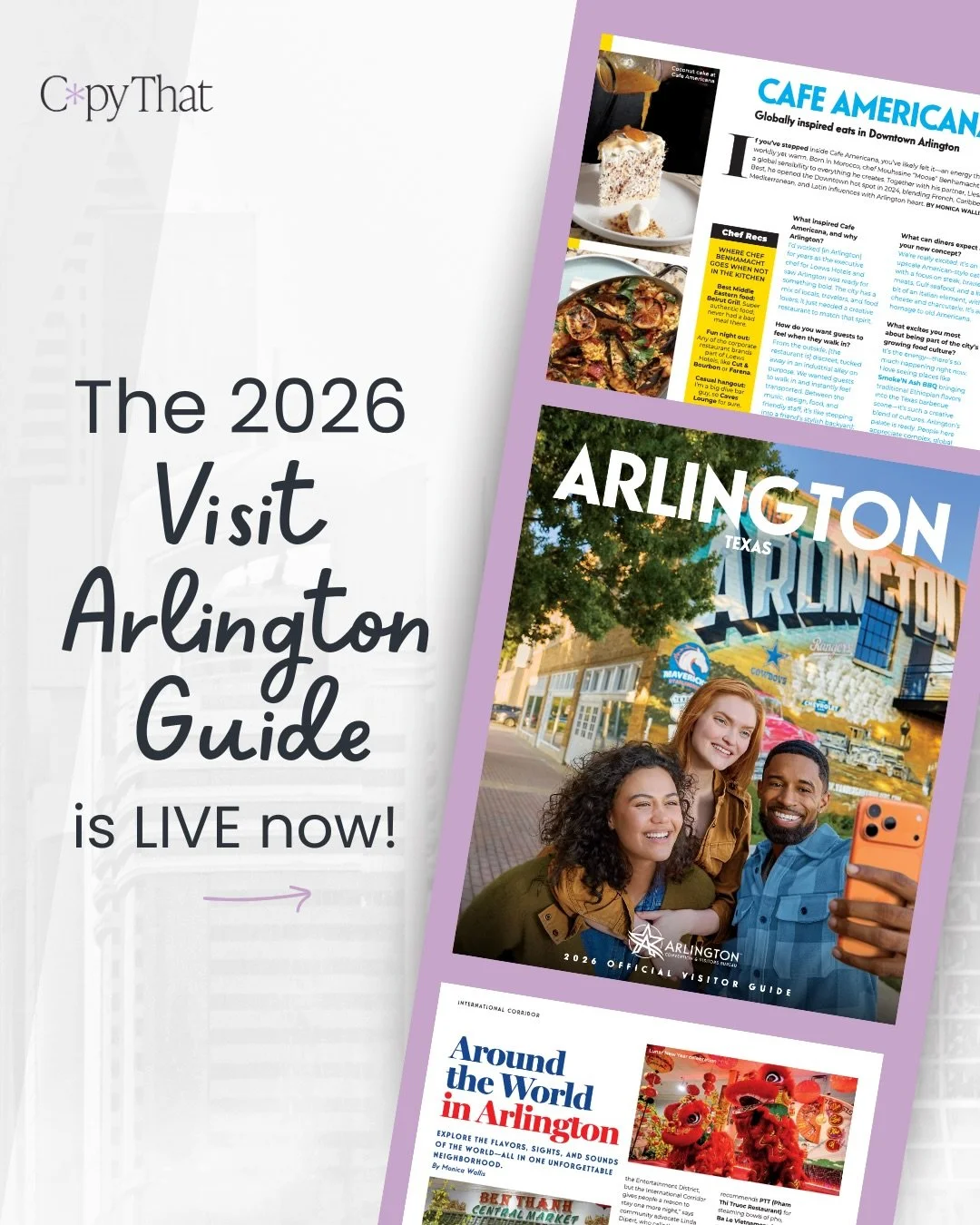 IT&rsquo;S LIVE!!! 🗺️✨

Arlington, TX&rsquo;s 2026 Official Visitor Guide is published! Sharing features I wrote + the incredible people/businesses I interviewed for the magazine, like: 
-The International Corridor &amp; @benthanhplaza, where you ca