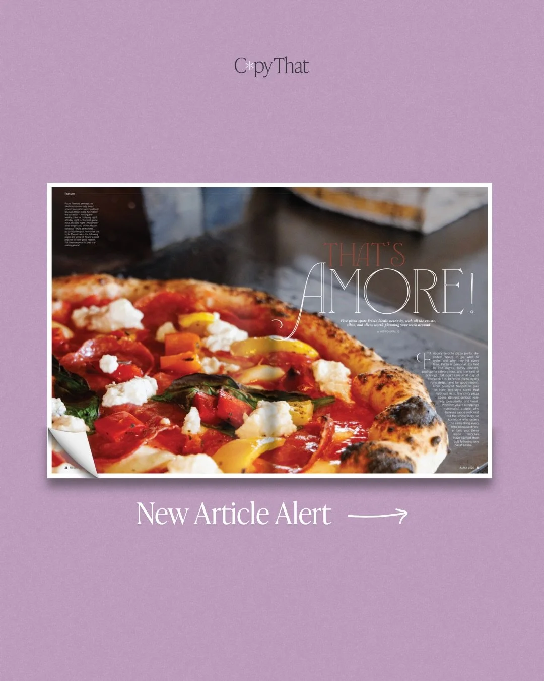 New article just dropped...🍕

I rounded up some of the best pizza spots in Frisco for the March issue of @friscostylemag. (YUM!) 

If you&rsquo;re looking for your next pie night destination, this guide has you covered. You can read the full article