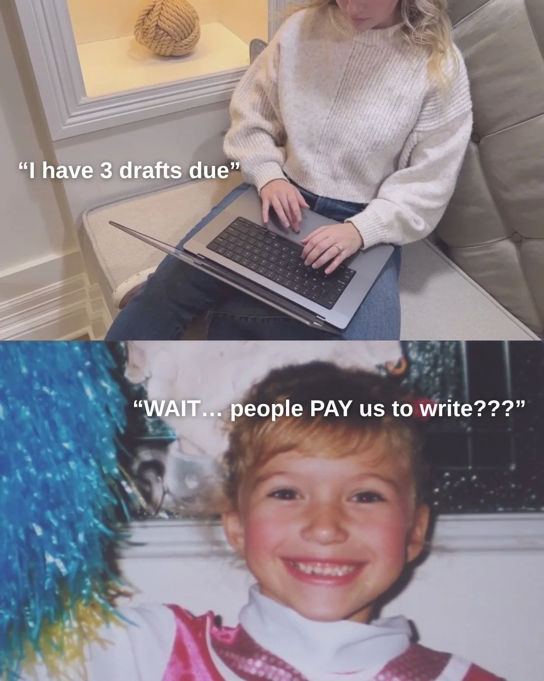 Little me would be stoked knowing we turned writing into a career 🥹✍️

Sometimes we get so caught up in deadlines, invoices, edits &amp; the next thing on the to-do list&hellip; &amp; we forget the younger versions of ourselves would think this life