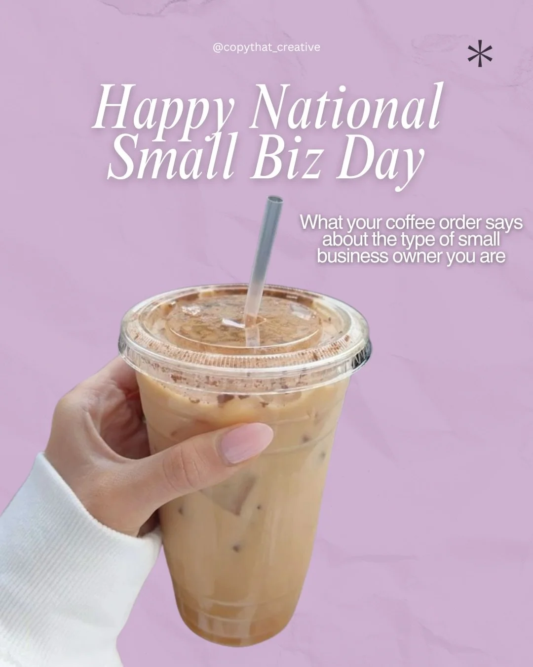 Happy National Small Business Day to my friends running a business off lattes, Canva, Google Suite, QuickBooks &amp; pure vibessss ✨☕️

If you&rsquo;re a solopreneur, freelancer, service provider, creative or literally anyone building a brand from sc