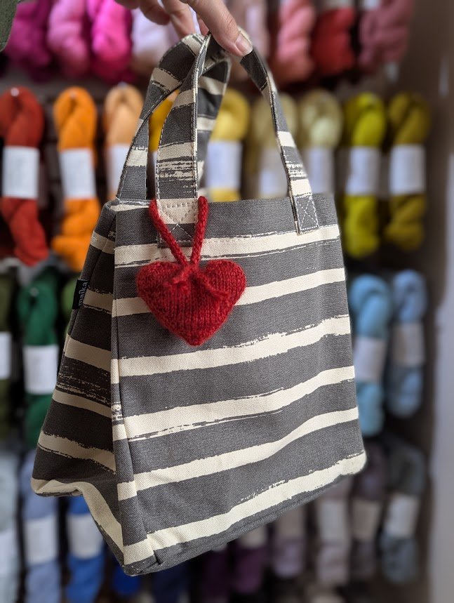 Make a Knitted Heart Bag Charm