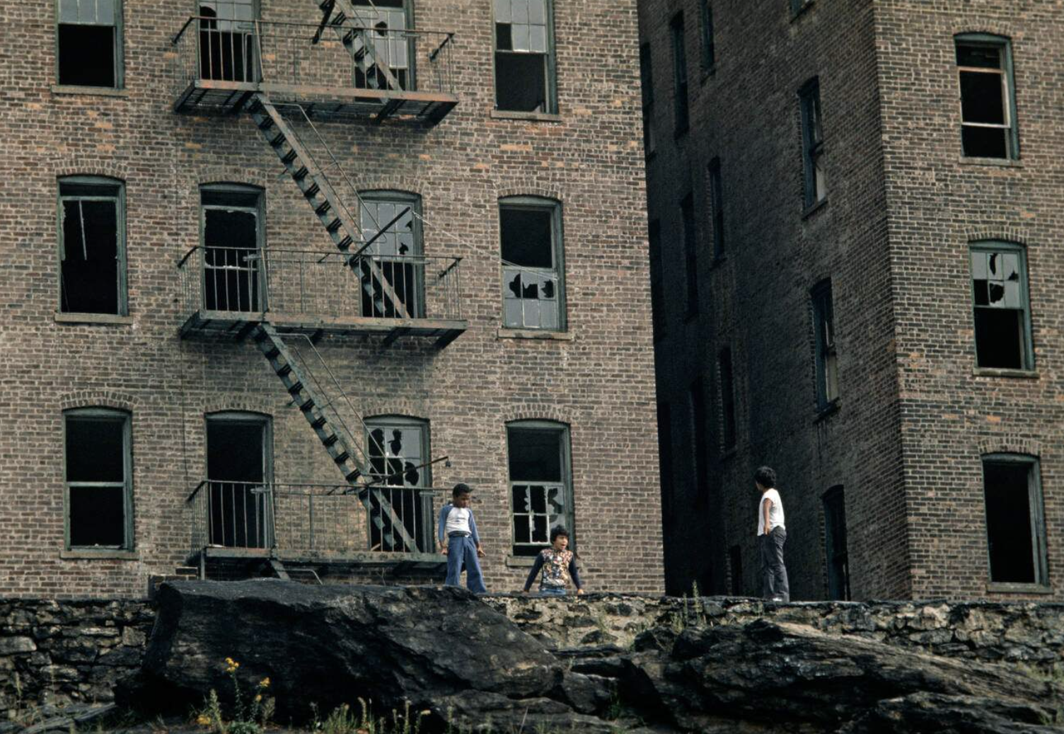Burnt-out tenement blocks in the South Bronx, 1977.