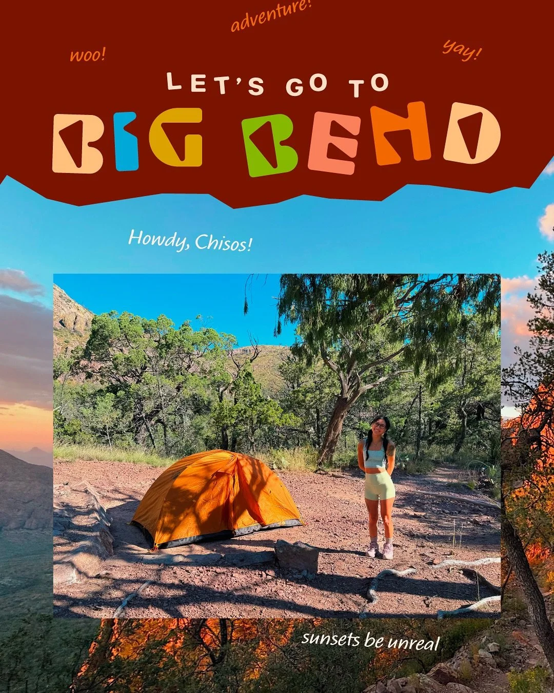 Come backpacking in the Chisos Mountains of Big Bend! 🏕️ 

We originally planned for 4 days, 3 nights but cut it off one day short. After driving in 7-8hrs from Austin, carrying 30% (&lt;20% is the recommended 😅) of our weight in gear up 2K+ feet i