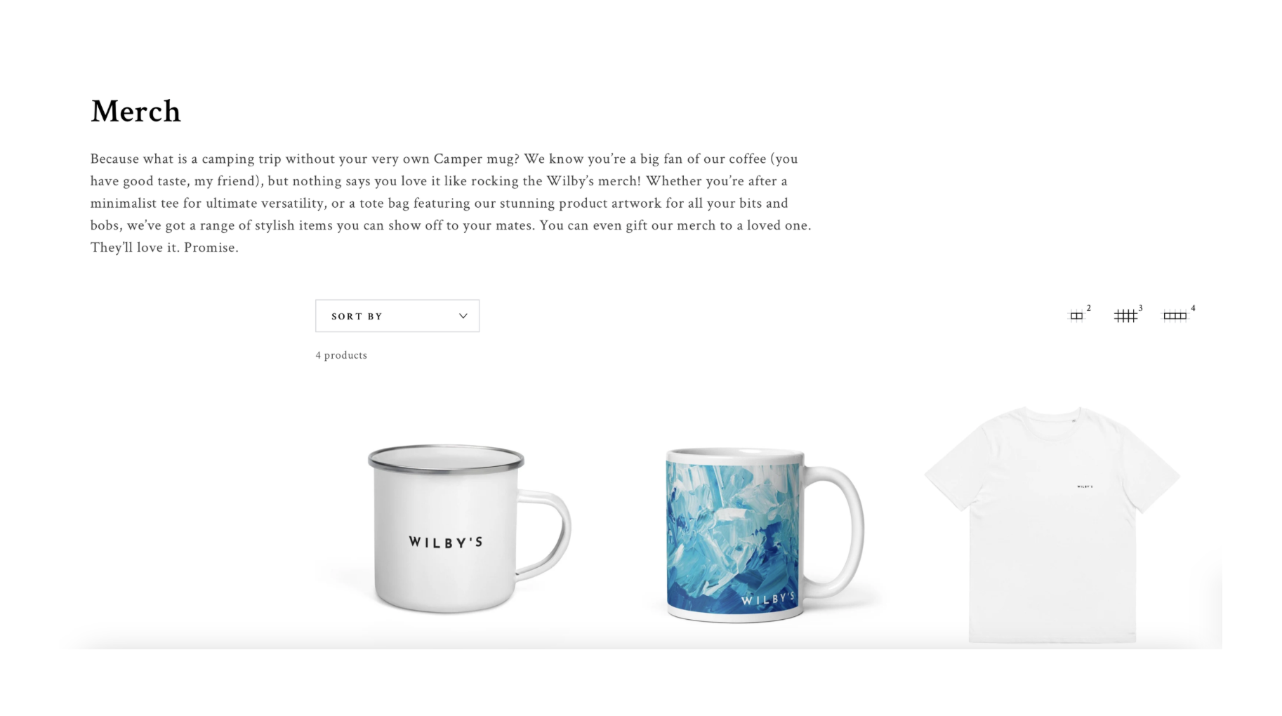 Merch category landing page