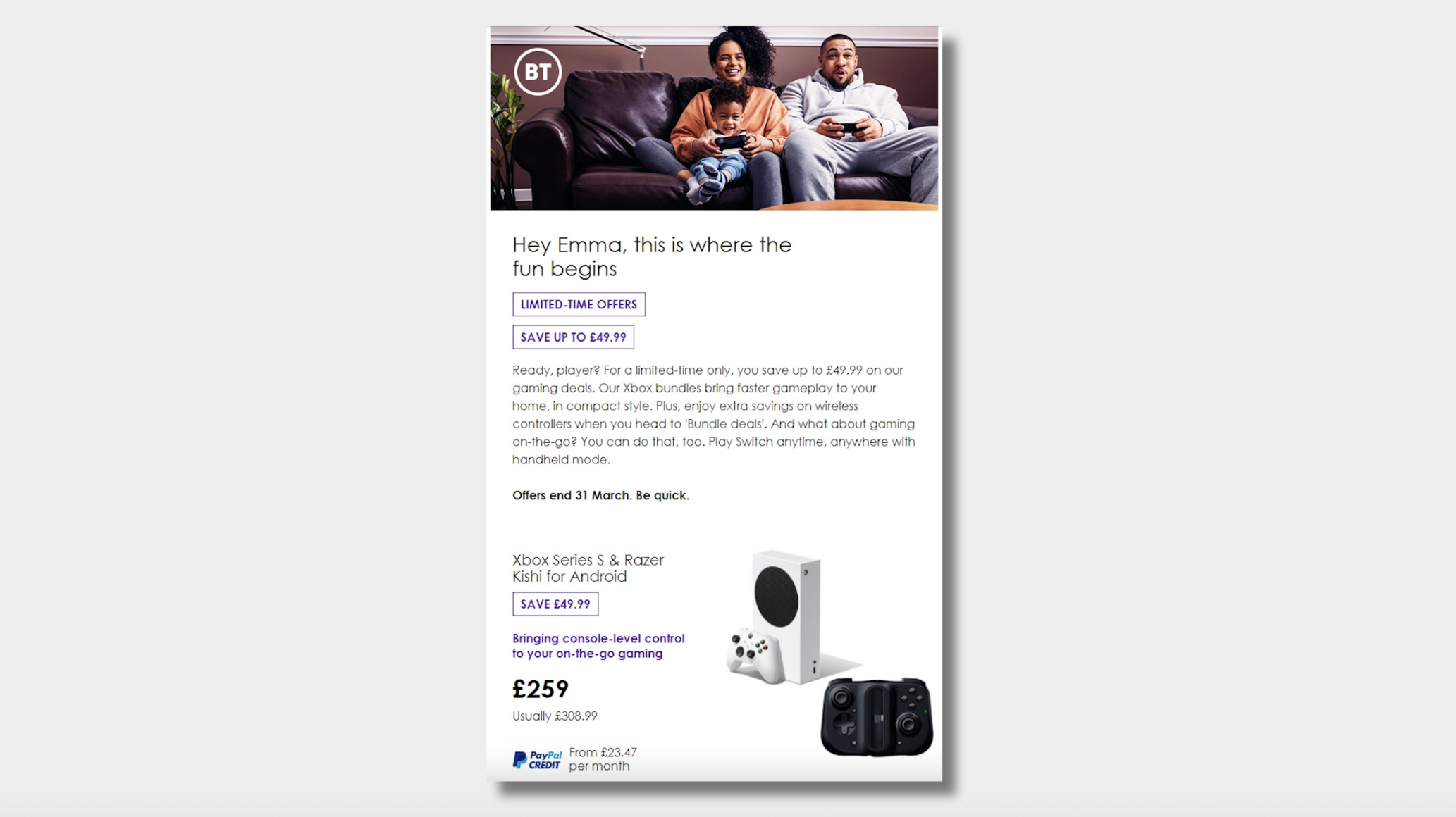 Marketing email