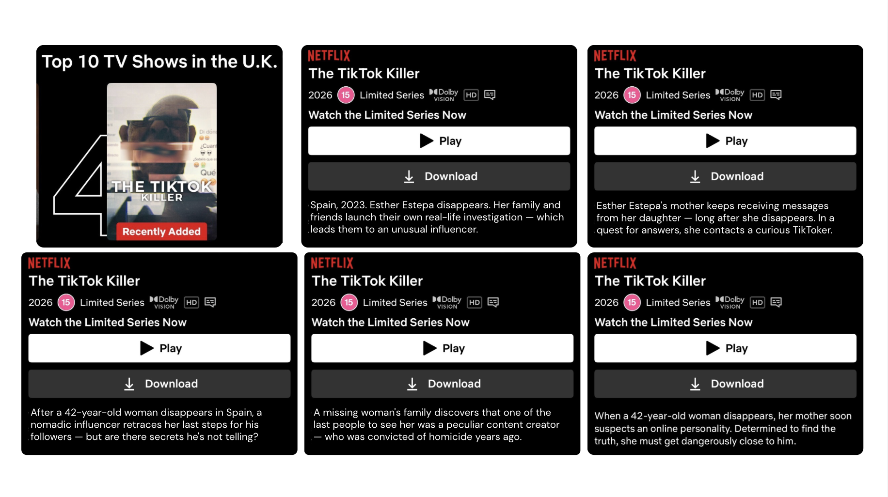 Synopsis variants for 'The TikTok Killer'. This title reached the 'Top 10' in 52 countries! Genre: True Crime Documentary.