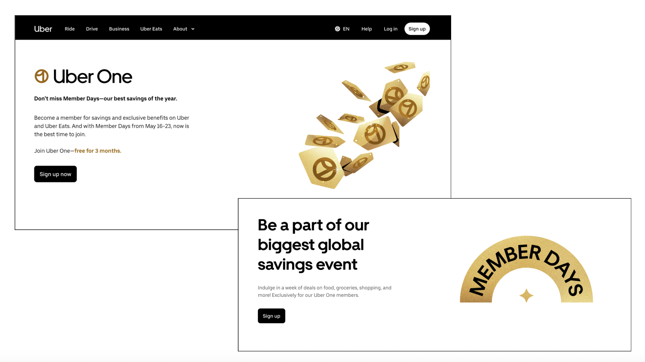 Uber landing page content. My role: Copy Editor