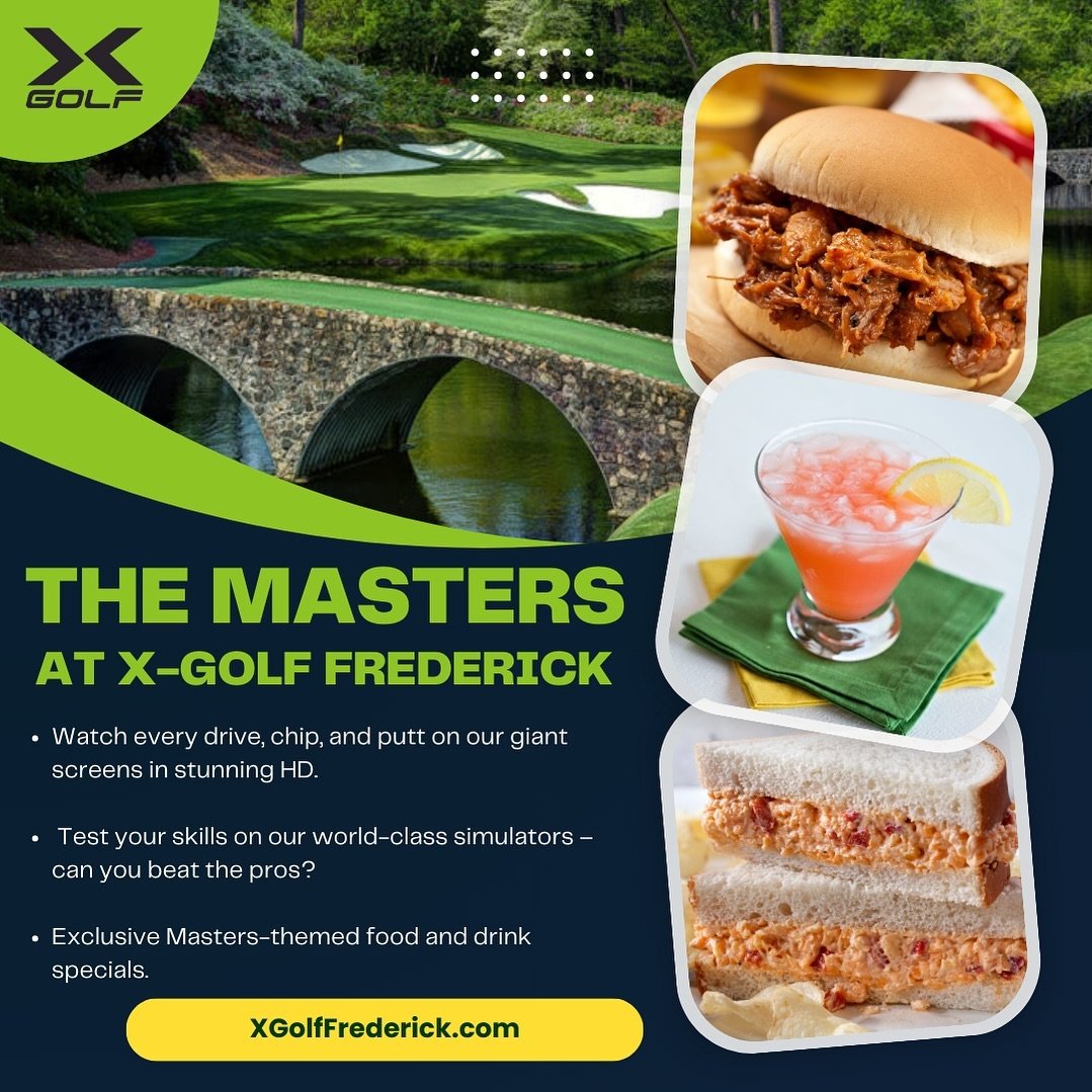 🏌️&zwj;♂️ Swing into the spirit of The Masters at X-Golf Frederick! 🏌️&zwj;♀️
 
🌟 Join us for the ultimate viewing party of the season, where every shot and every moment feels like you&rsquo;re right there on the greens. But here, you&rsquo;re not