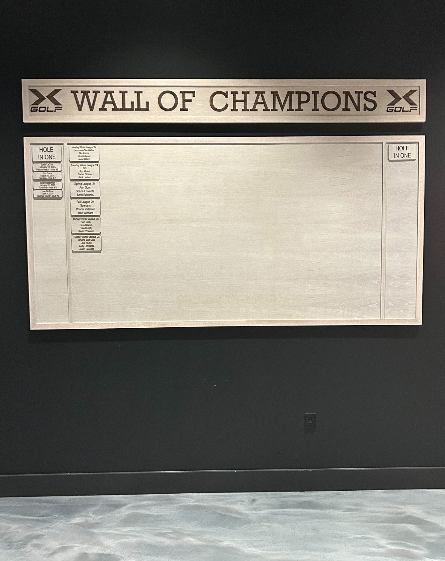 🏆 Our Wall of Champions has been updated! 🏆
Huge congrats to our Monday and Tuesday Winter League winners — and an extra shoutout to Sean and Joe for hitting a hole-in-one this season! ⛳️🔥
Want to make X-Golf Frederick history?
Sign up tod