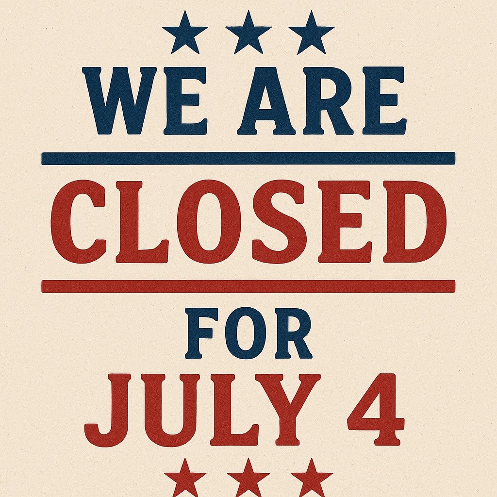 🎆 Closed for July 4
We'll be closed on Friday, July 4 to celebrate Independence Day with our friends and families. 🎇
We'll be back open normal hours on Saturday, July 5 — see you then!
Have a safe and fun holiday!
#July4th #IndependenceDa
