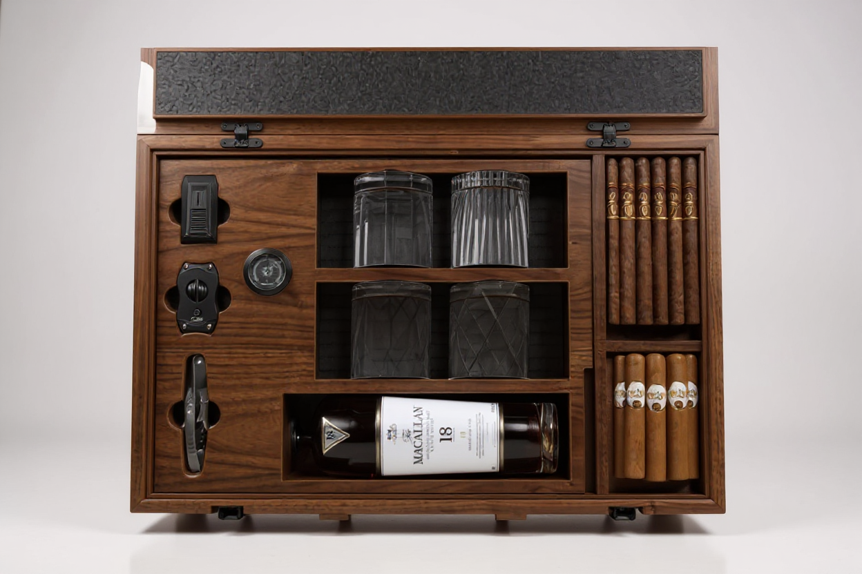 Personalized Cigar and Whiskey Box