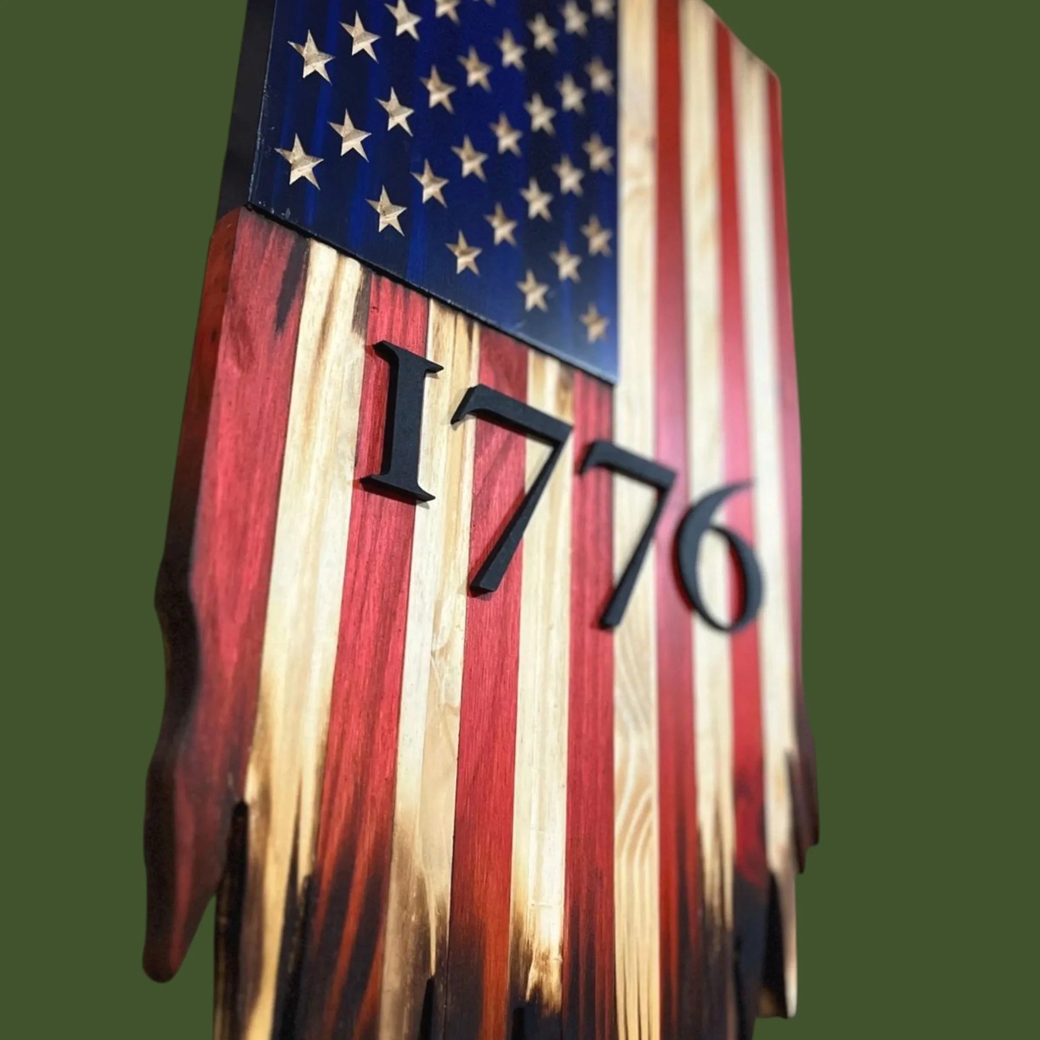 Rustic Vertical American Flag Wall Hanging