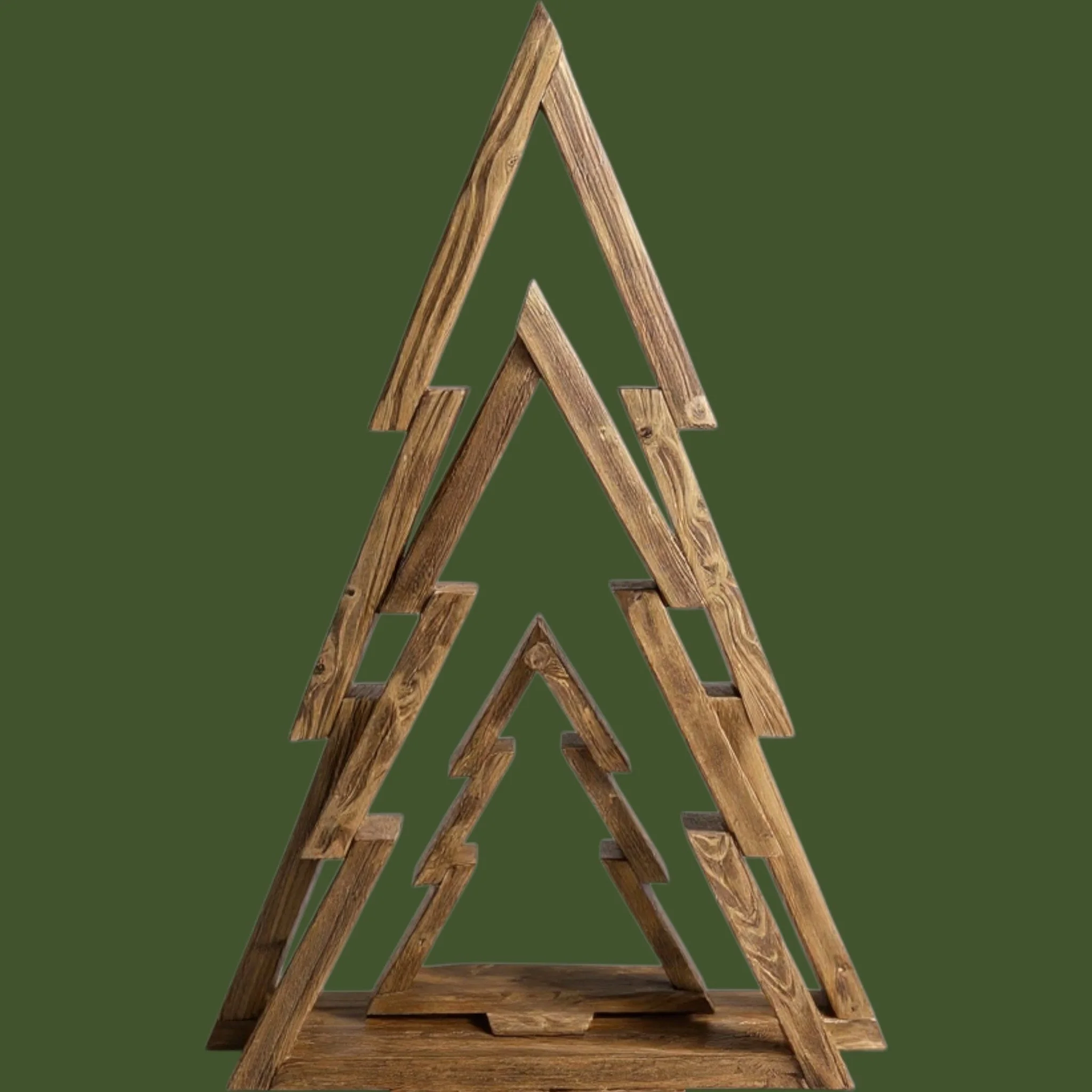 Handcrafted Nested Wood Christmas Trees - 5 Feet