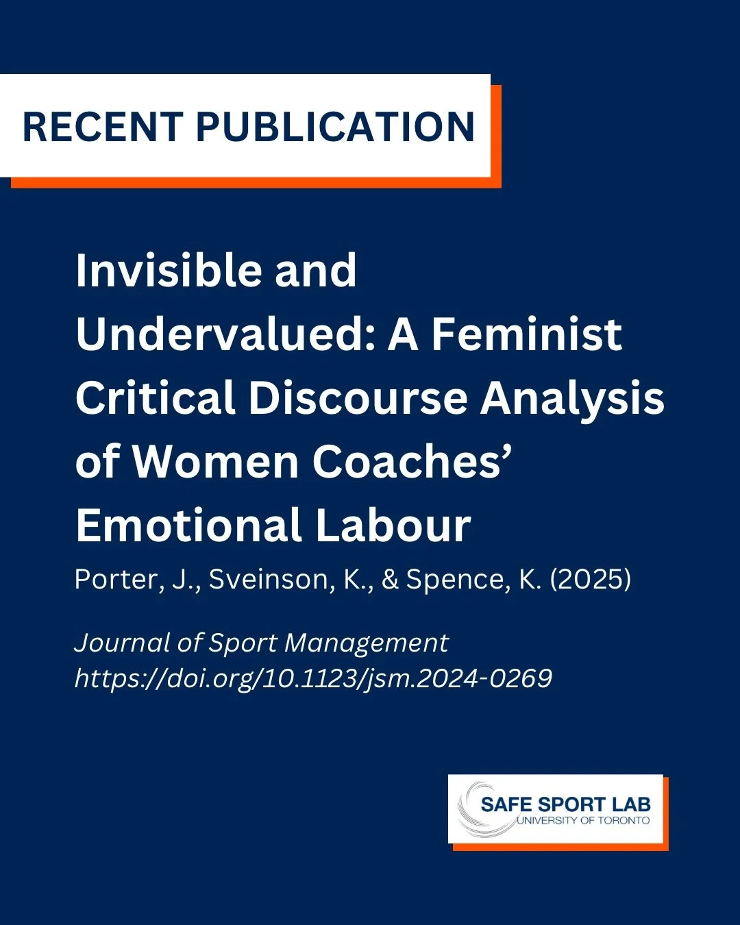Emotional labour is central to coaching- but it&rsquo;s often unseen and undervalued. @jesserey.porter highlights how women coaches navigate expectations around care and performance while doing work that supports athlete well-being and how it is rare