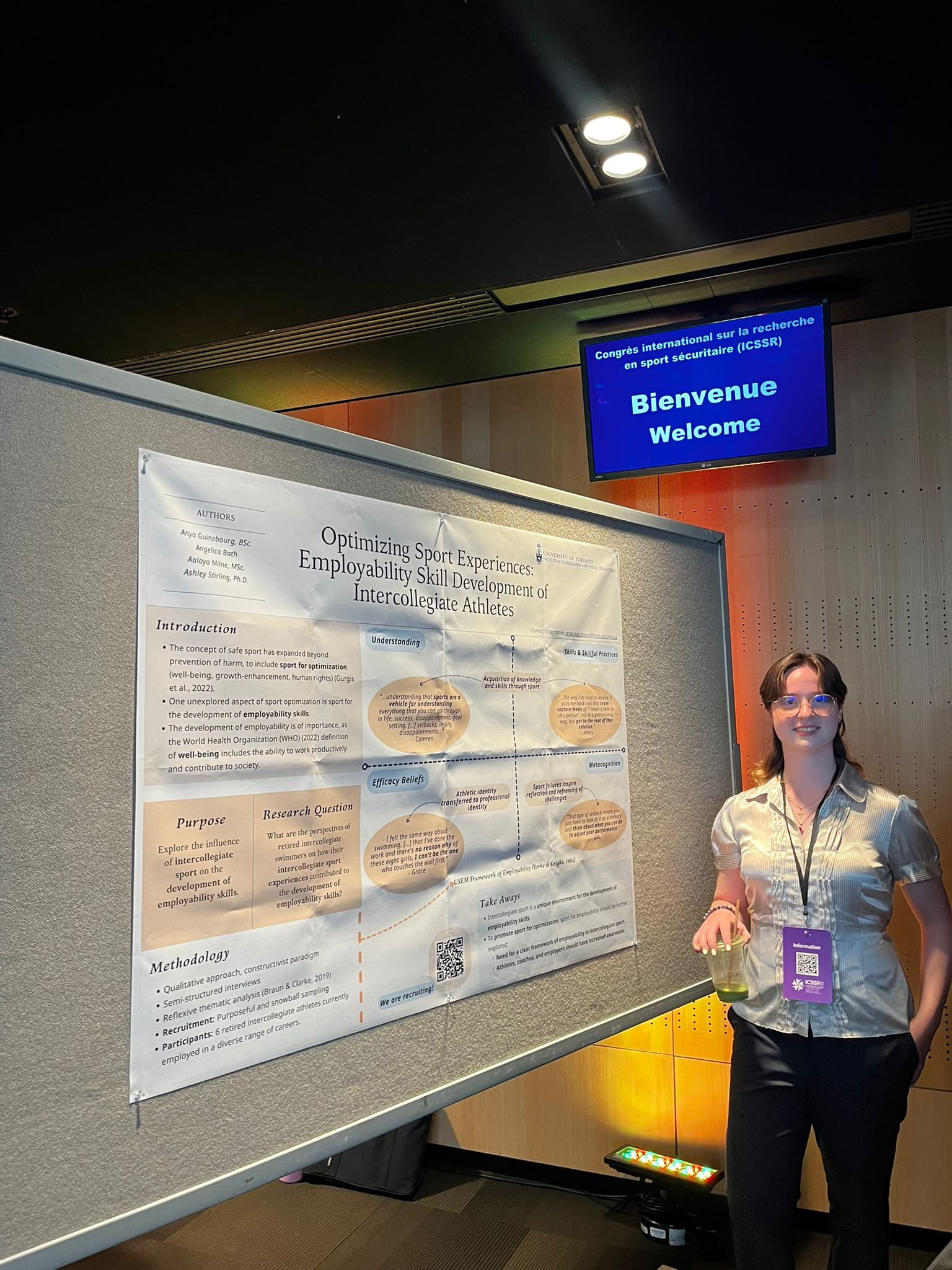 Anya Guinzbourg from the Safe Sport Lab at U of T presented a research poster at a conference.