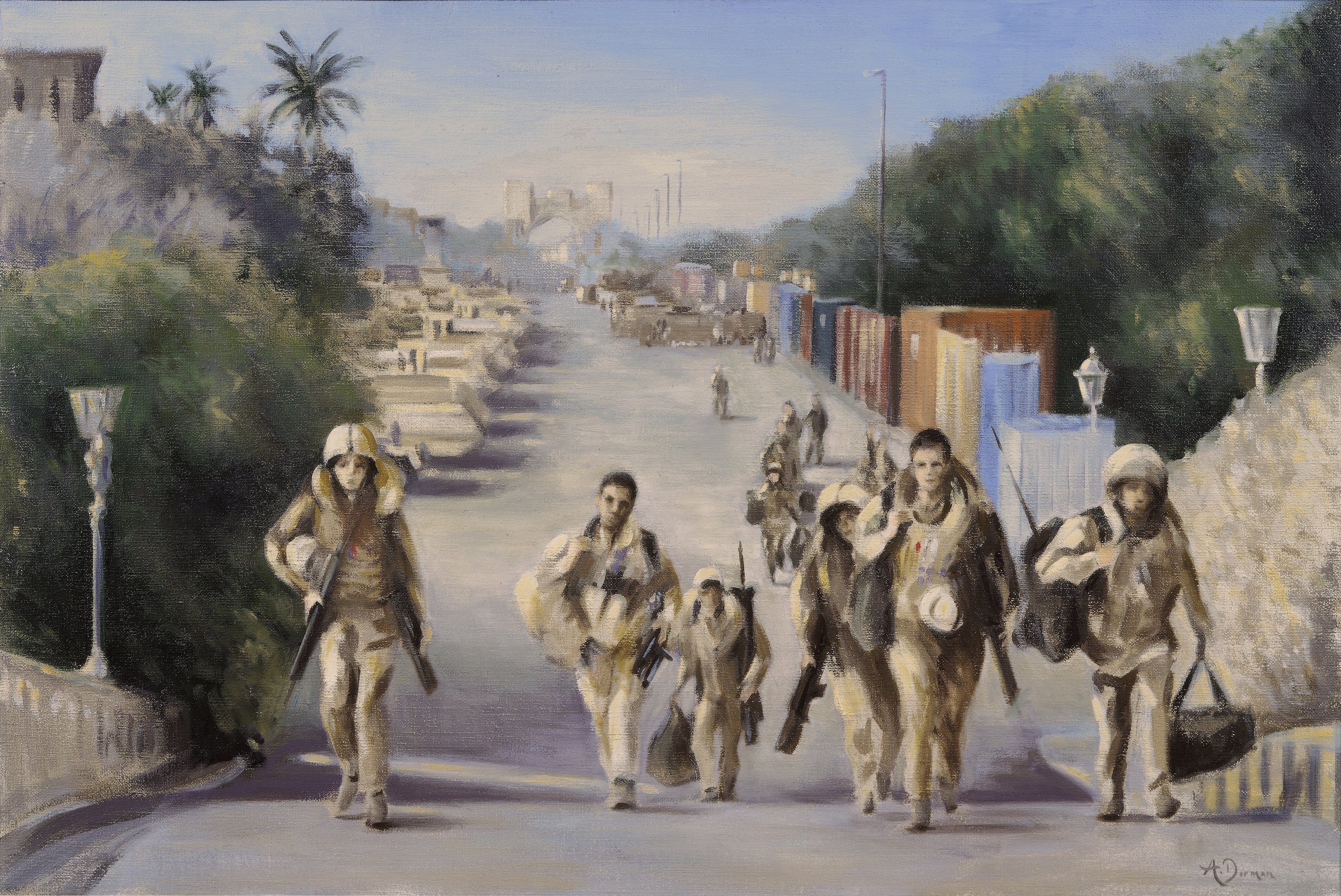 A Safe Return,  2Rifles,  Basra Palace_Oil on canvas, 24 x 36_Collection of 2nd Battalion The Rifles.jpg