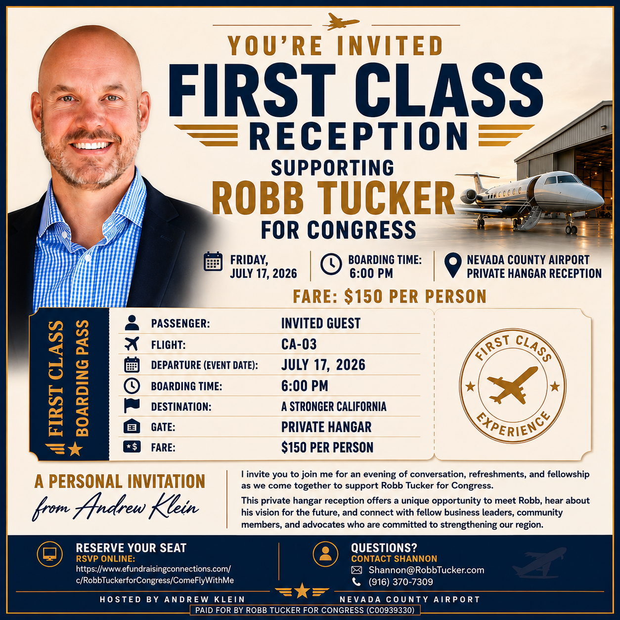 Come Fly with Robb Tucker for Congress