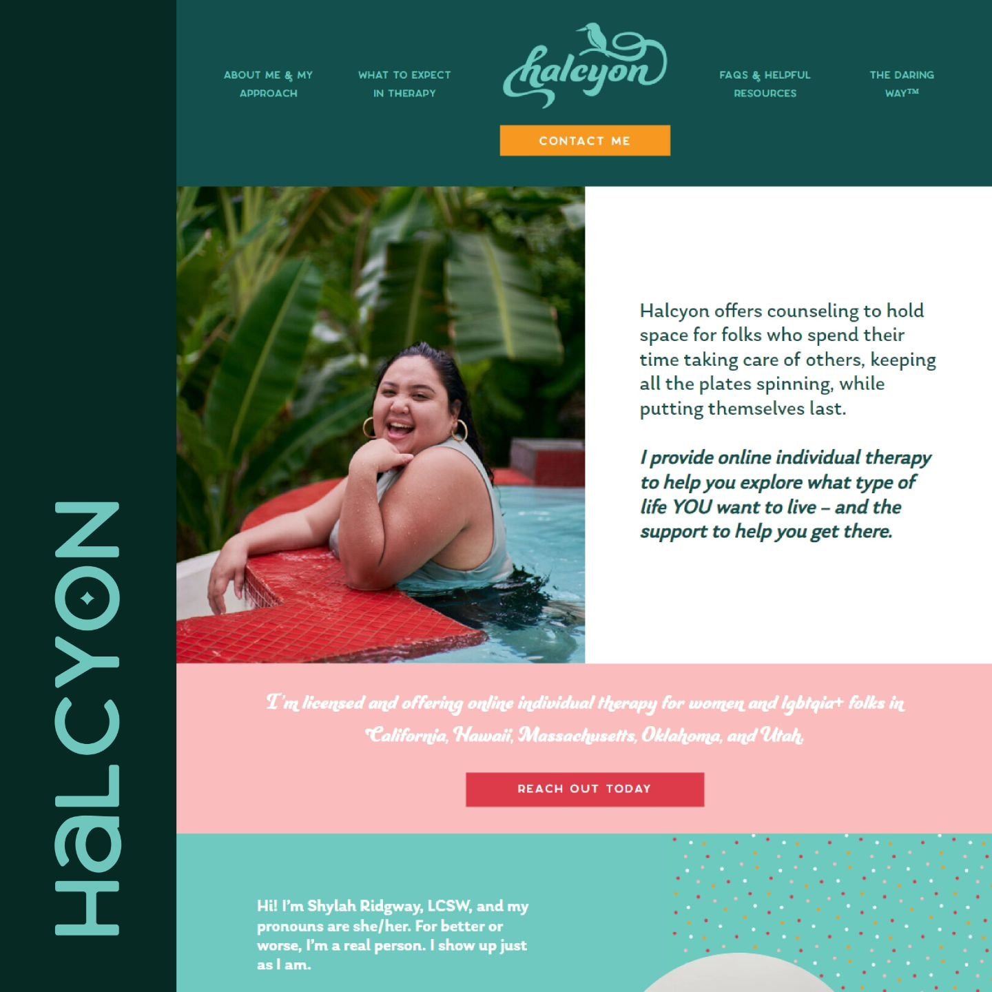 If you need something to brighten your day, the @halcyon.therapy website is a little bit woo and a little bit weird in the best way, just like the Halcyon founder herself! 

Shylah is a self-described dope Social Worker, and she&rsquo;s out here ma