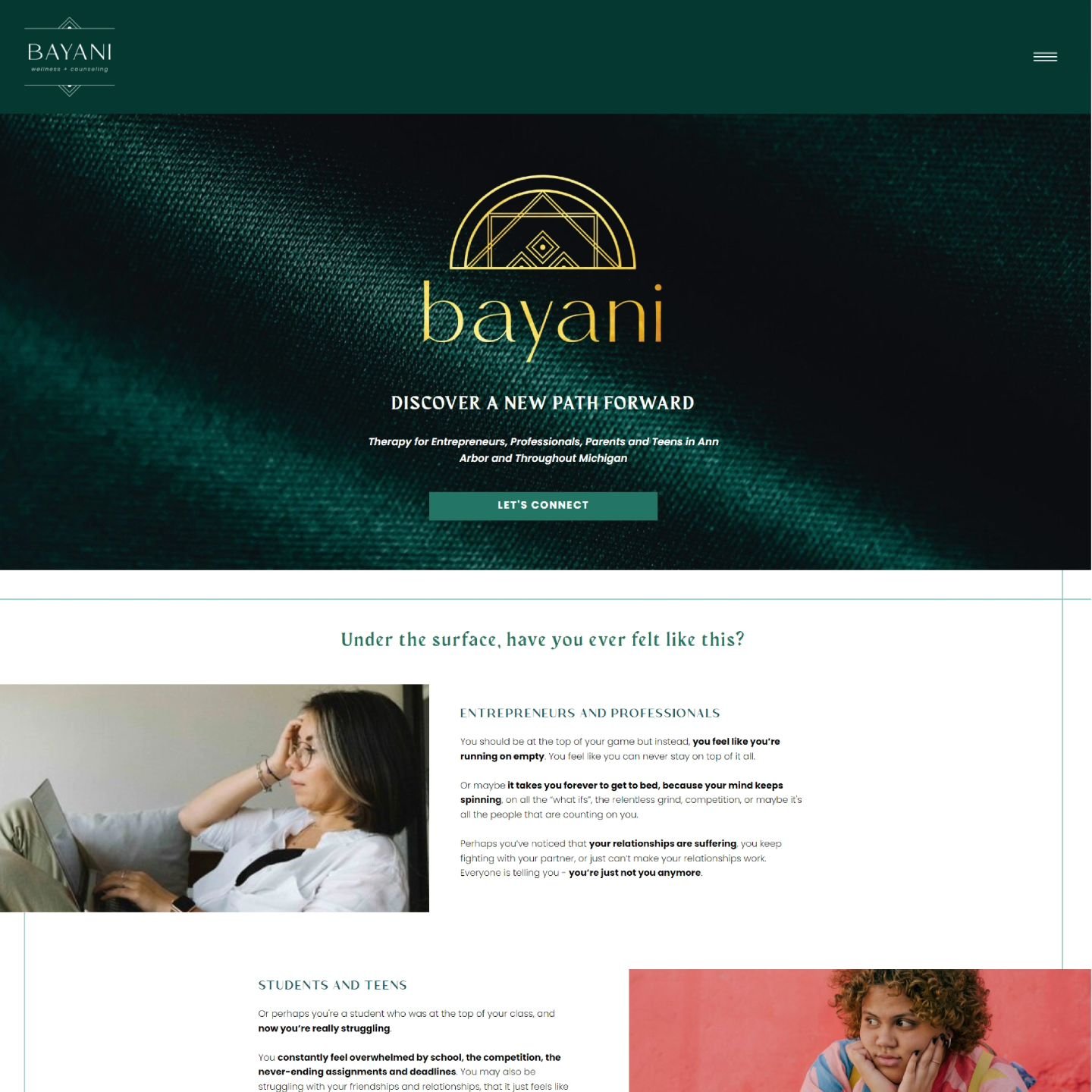 I absolutely loved working on this brand and website design project for an incredible therapist and human based here in Michigan! 

In addition to highlighting Dr. Jen&rsquo;s expertise, the Bayani Wellness + Counseling website honors her Filipino 