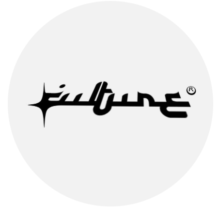 Logo noir avec le texte stylisé 'faithure' dans un cercle gris clair.
