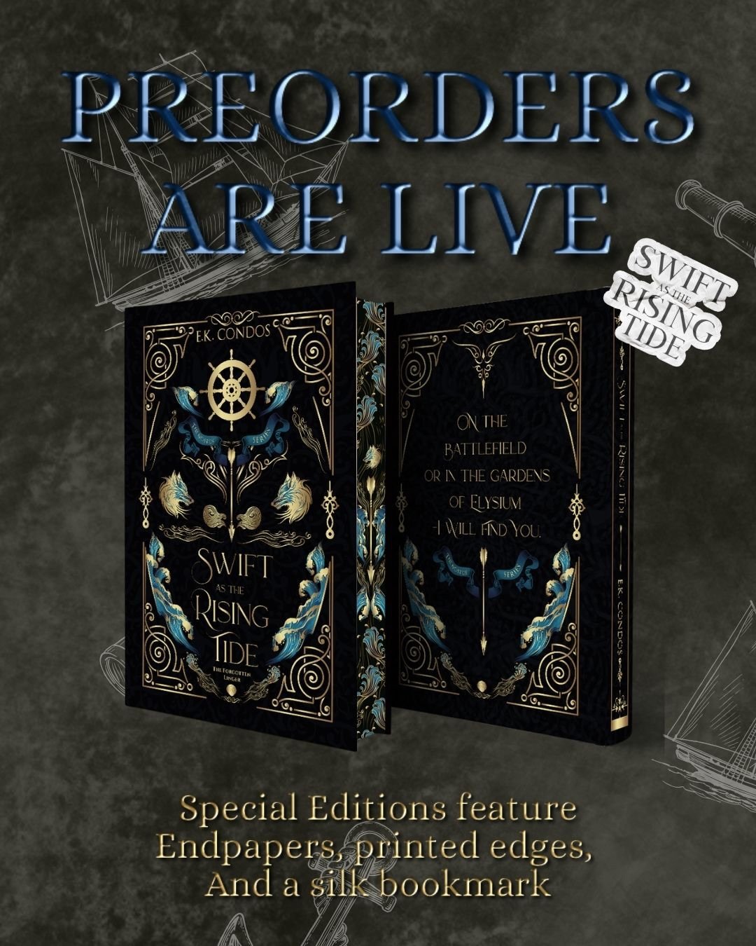 If you are new here because of my upcoming gothic fantasy, you might not realize I ALSO have a Greek Mythology x Pirates of the Caribbean inspired series out with special editions!

Snag your copies now on Etsy!

https://www.etsy.com/shop/EKCondosBoo
