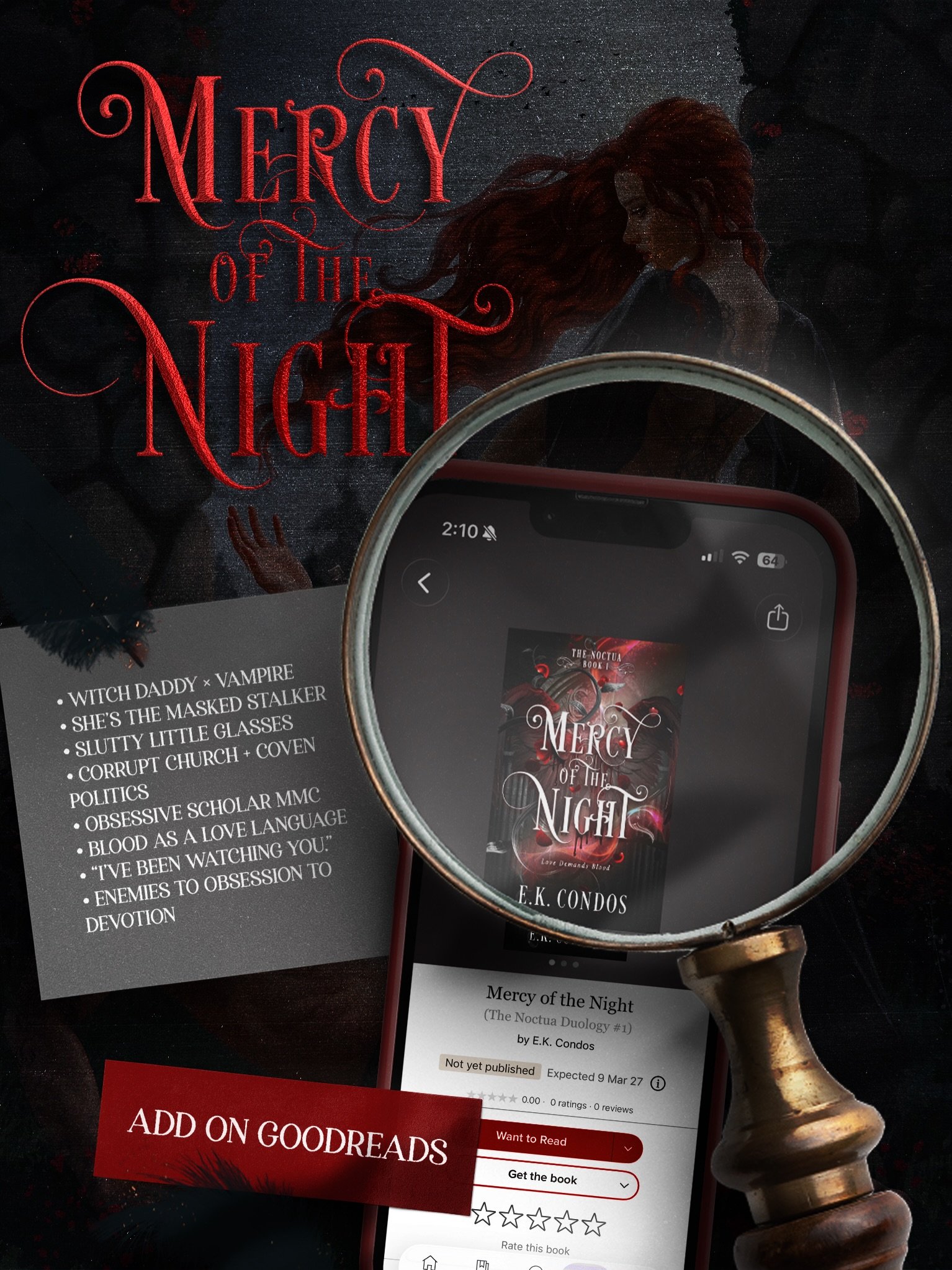 A little birdie told me you should add Mercy of the Night on Goodreads for something coming soon 🦉🦉

Welcome to Tarvisiae, where saints bleed from marble eyes, witches disappear into the night, and ancient relics should never be opened.

Giovanni C