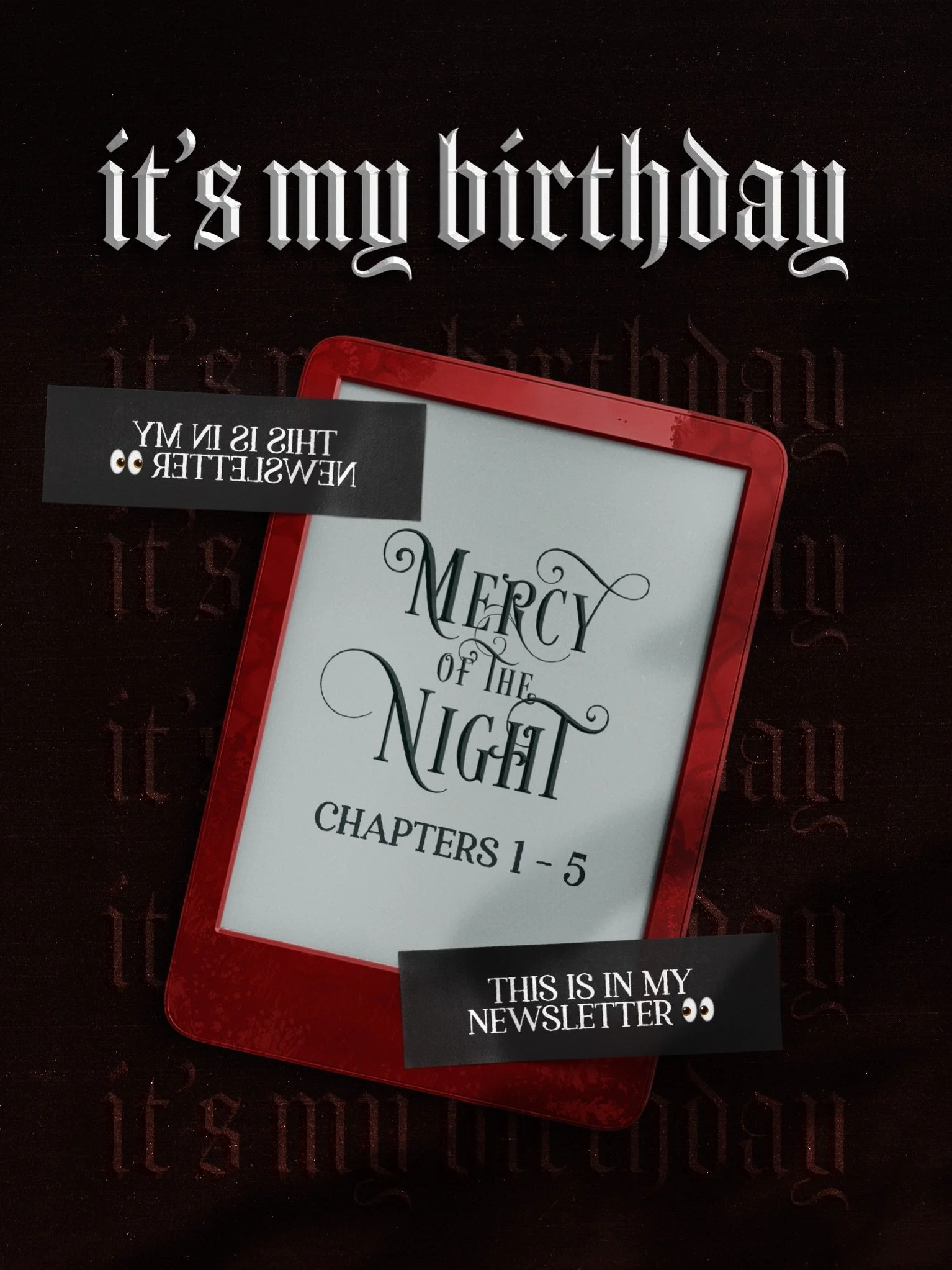 Help me celebrate with a little treat for YOU! It&rsquo;s my birthday and I just gifted my newsletter subscribers the first FIVE chapters of Mercy of the Night🎉🎉🎉

He was supposed to hunt the monster.
He never expected to fall for her instead.

Gi