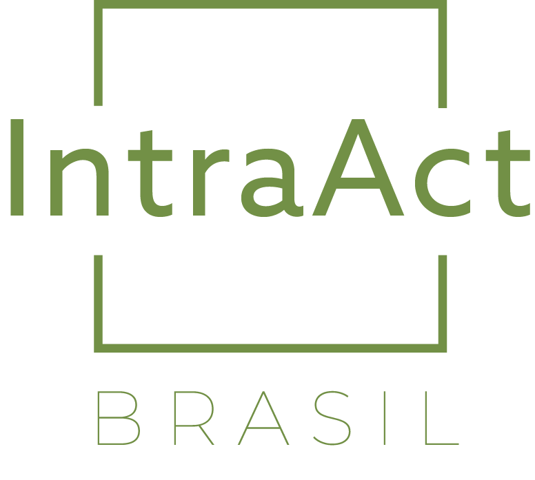 Logo with the words "IntraAct Brasil" in green, with "IntraAct" inside a square outline and "BRASIL" below in smaller font. IntraAct branding.