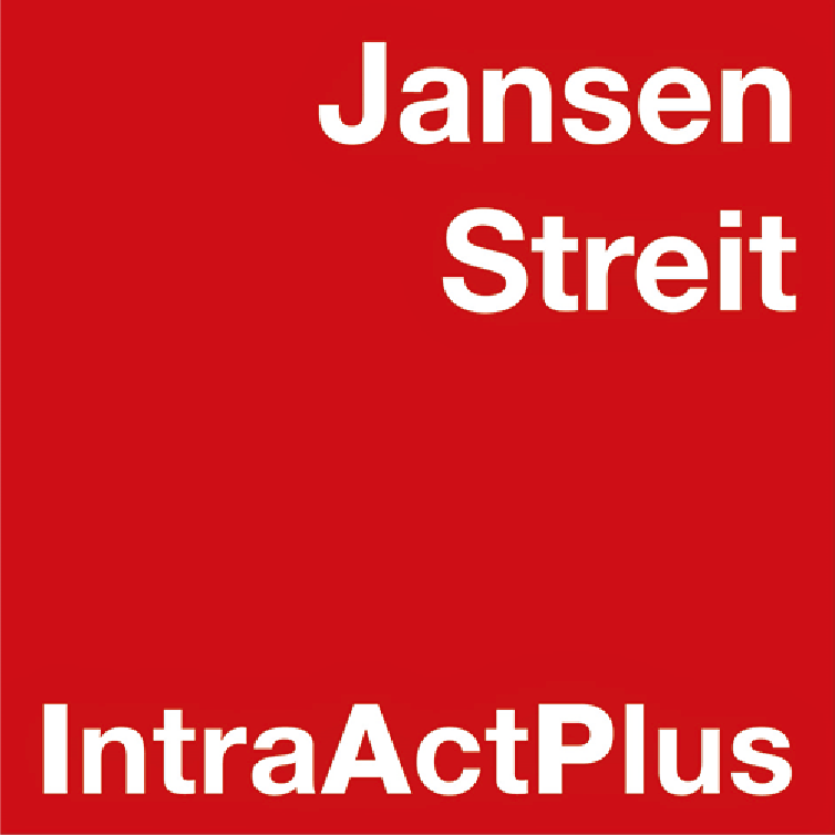 Red background with white text displaying 'Jansen Streit' at the top and 'IntraActPlus' at the bottom.