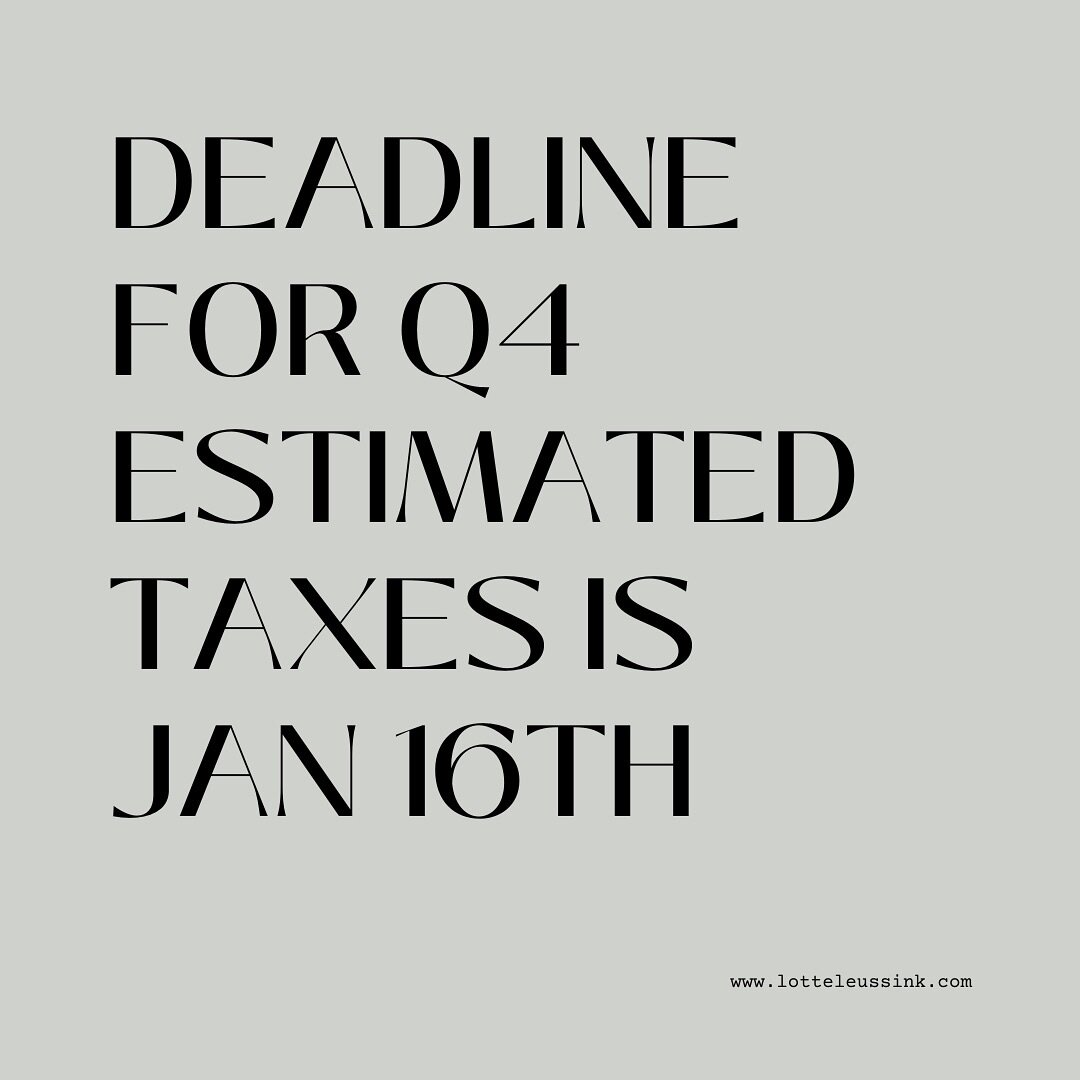 Friendly reminder that your 2023 Q4 estimated taxes to your state (if needed) &amp; federal government are due January 16th (due to MLK day being on the 15th). 

Make sure to make these estimated tax payments throughout the year so you don&rsquo;t ge