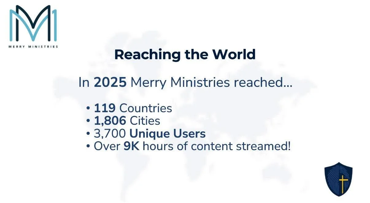 Wednesday morning, we had a visit from Lance Farrell, who spoke right before the lesson. Lance heads up Truthguard, the company that owns the Word of Promise app that Merry Ministries is featured on. He gave us some stats: In 2025, on that one app, M