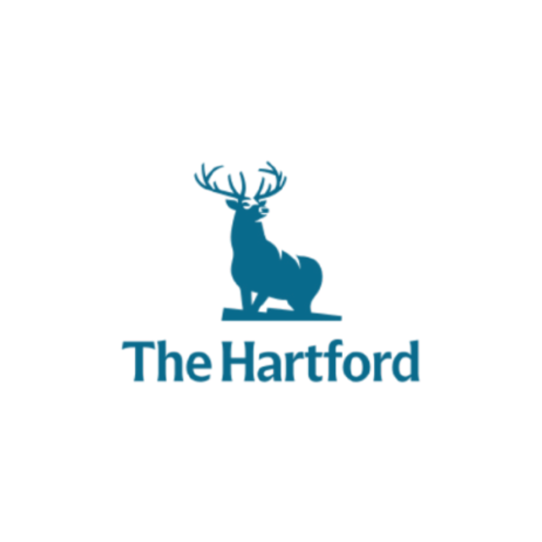 Logo of The Hartford in blue color on a white background