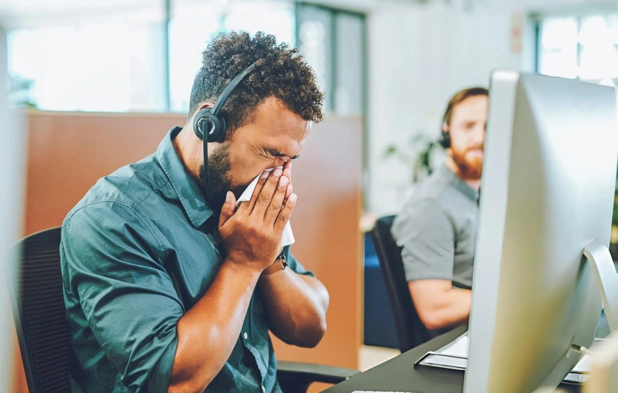 Sick employee from poor office cleaning in the UK