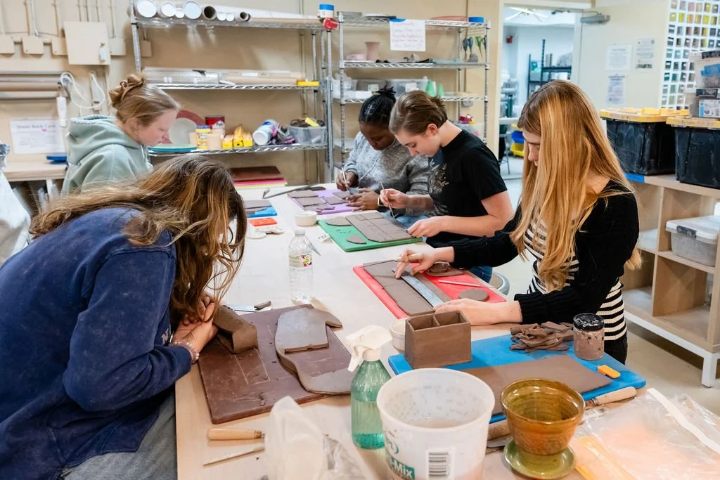 Students learning handbuilding at Staunton Clayground
