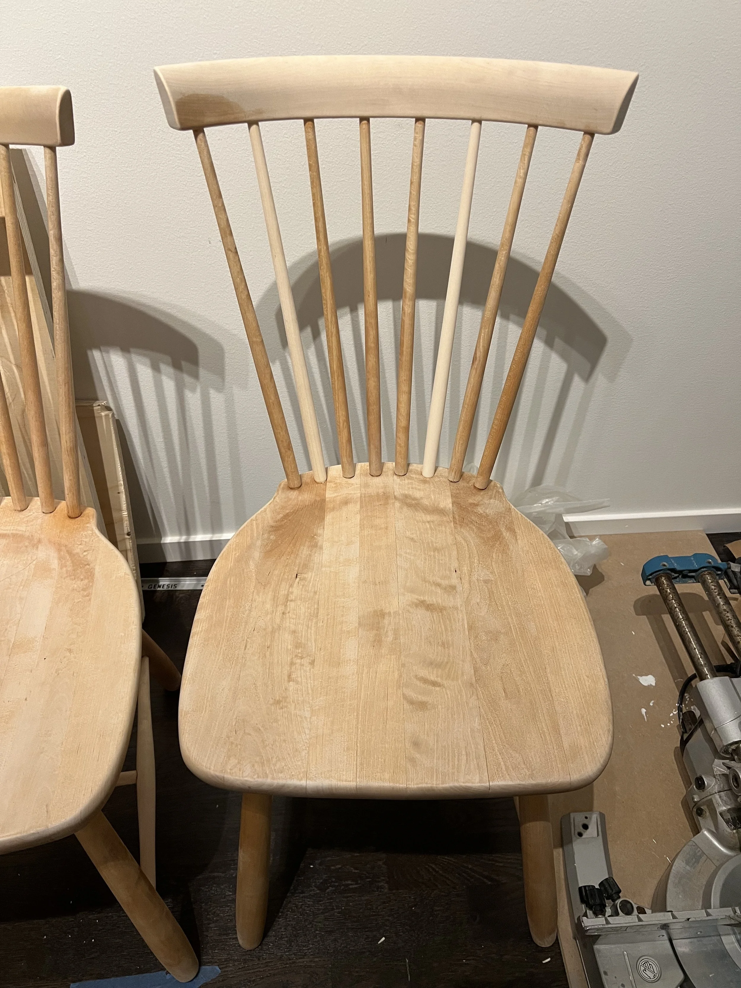 Efter limning och tvätt. Några nya ryggpinnar och en ny överliggare, från Stolab