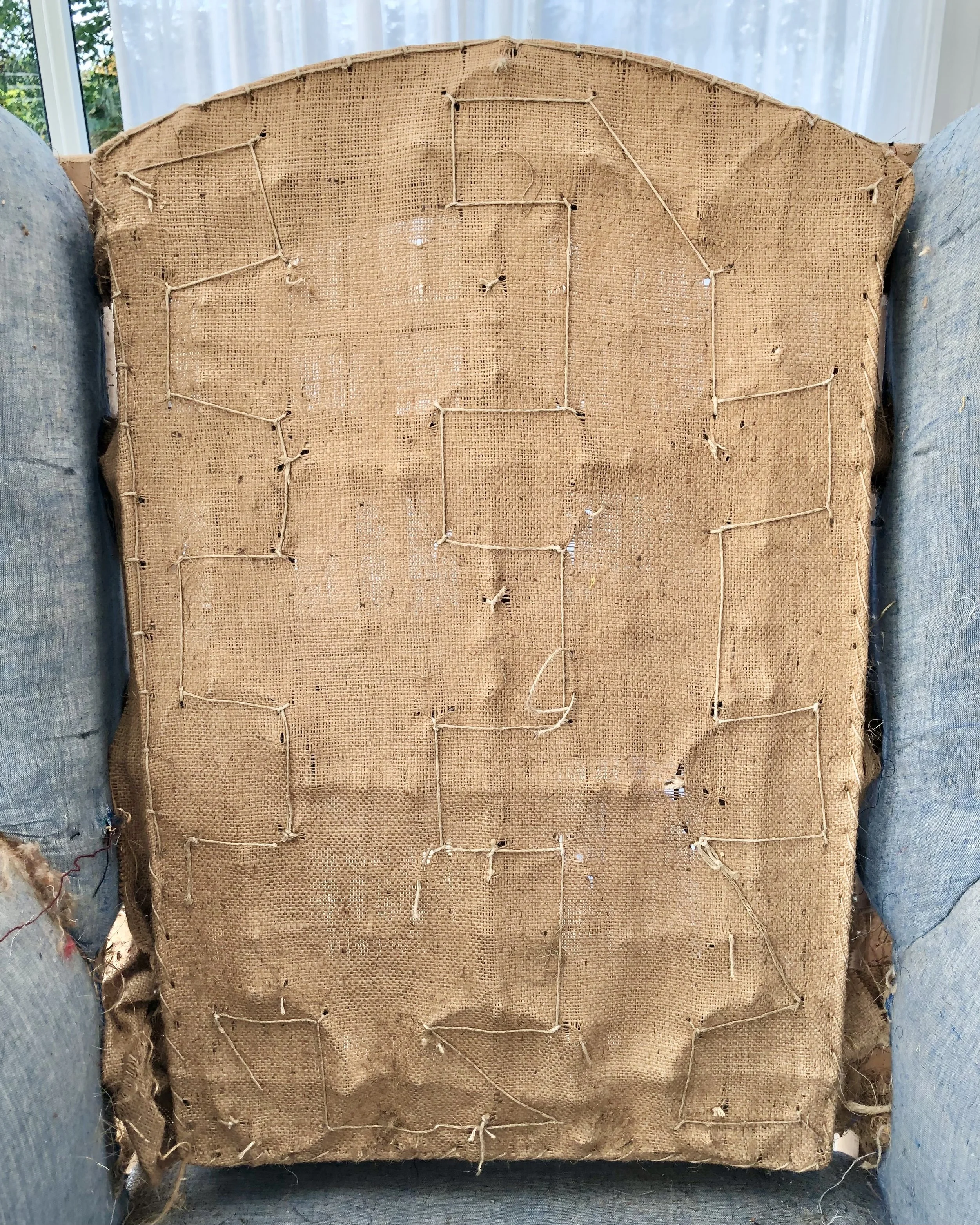 Gammal trasig väv på rygg.