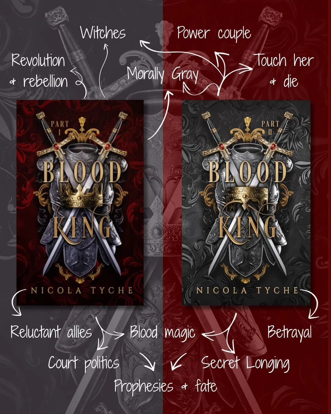 OUT NOW!

If you loved the Crowns Trilogy and want more of the same world, Blood King I&amp;II are out now!

Kindle Unlimited | eBook | Paperback

Audiobooks coming soon!