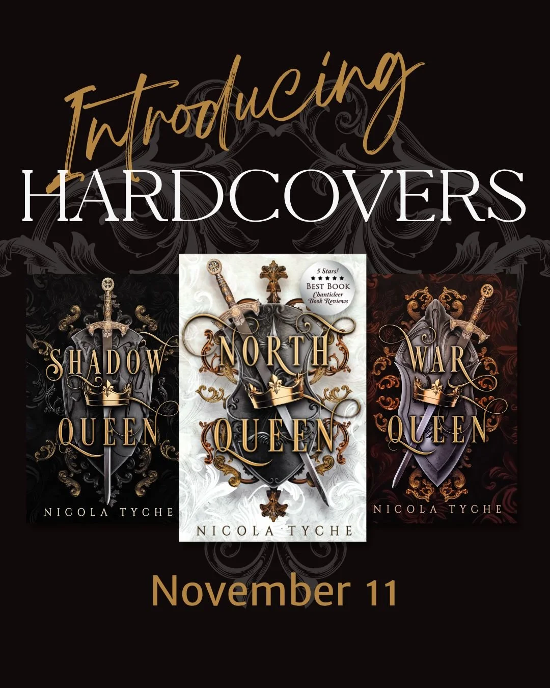 HARDCOVERS ARE HERE!

I'm so excited to share that hardcovers are finally here, and they'll be available for order from your favorite booksellers on November 11.

Each book features a new naked case design, created by @saintjupit3rgr4phic, and have a